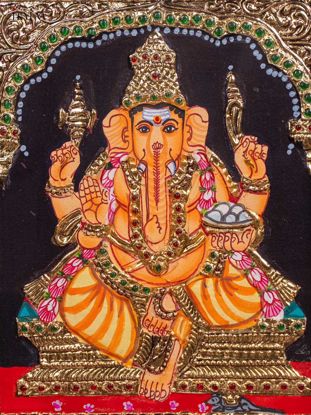 Opulent Thanjavur painting Of Lord Ganesha 1