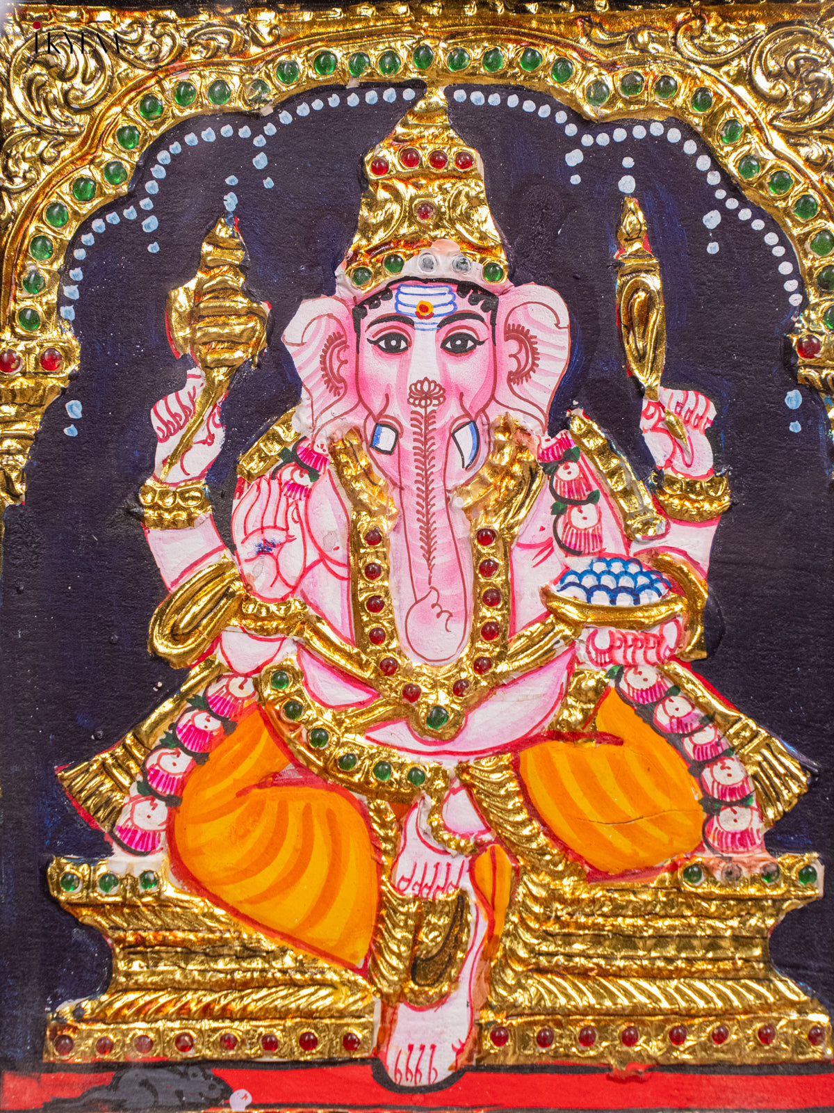Charming Thanjavur painting Of Lord Ganesha 2