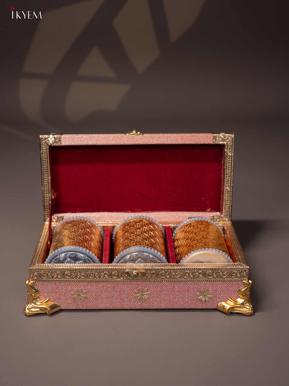 Pink Floral Dry Fruit Gift Box with 3 Jar -3