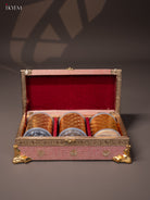 Pink Floral Dry Fruit Gift Box with 3 Jar -3