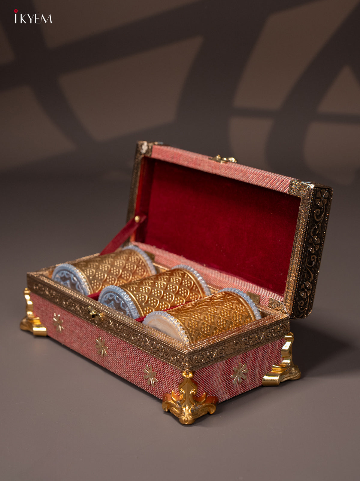 Pink Floral Dry Fruit Gift Box with 3 Jar -1