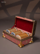 Pink Floral Dry Fruit Gift Box with 3 Jar -1