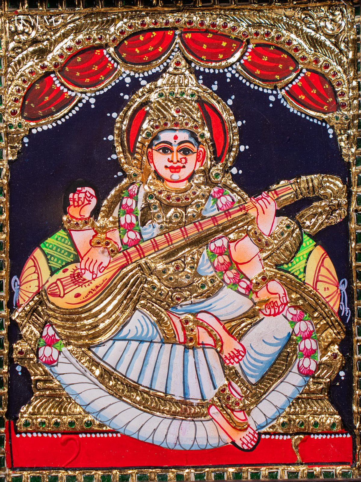 Beautiful Goddess Saraswathi Thanjavur painting 2