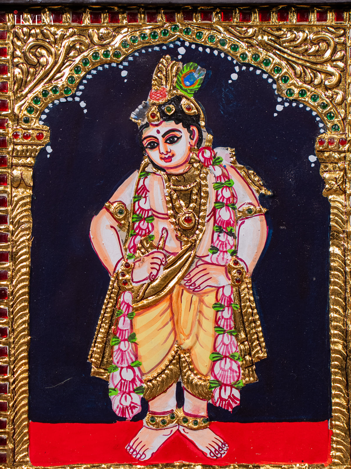 Playful BalaKrishna Tanjore painting 2