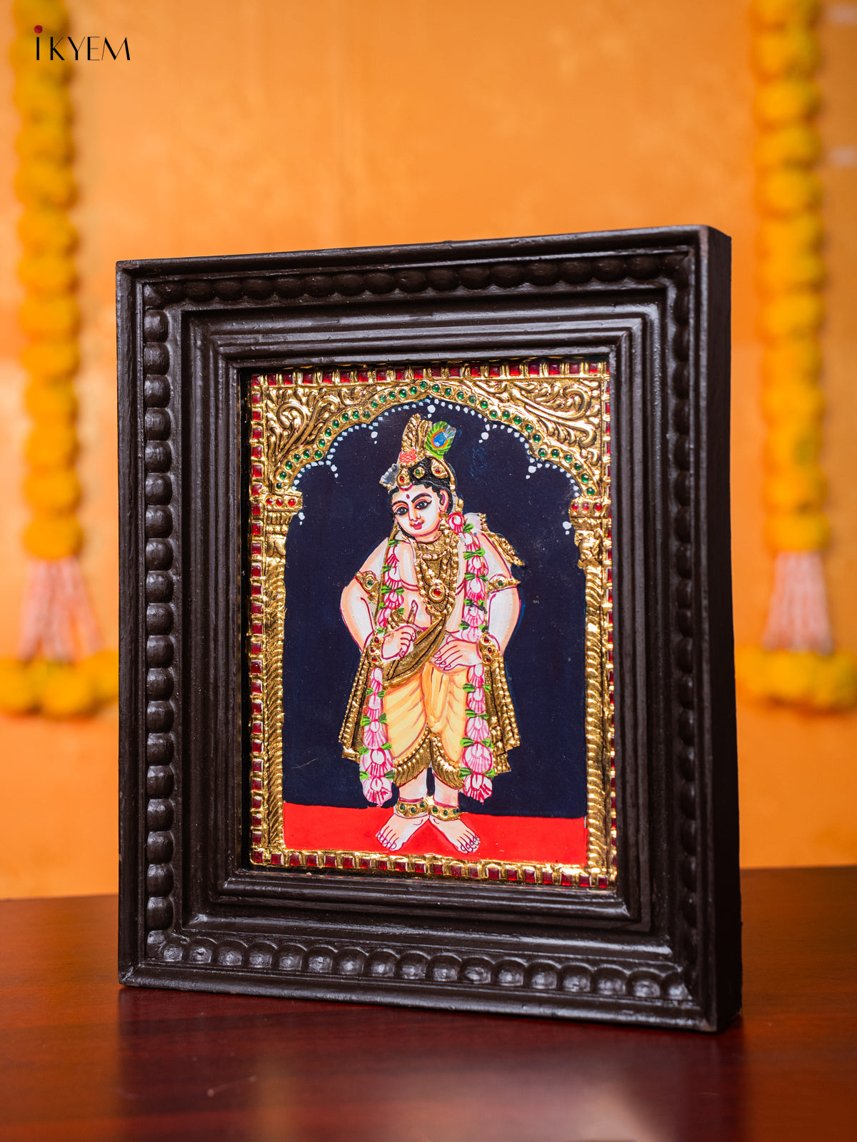 Playful BalaKrishna Tanjore painting 1