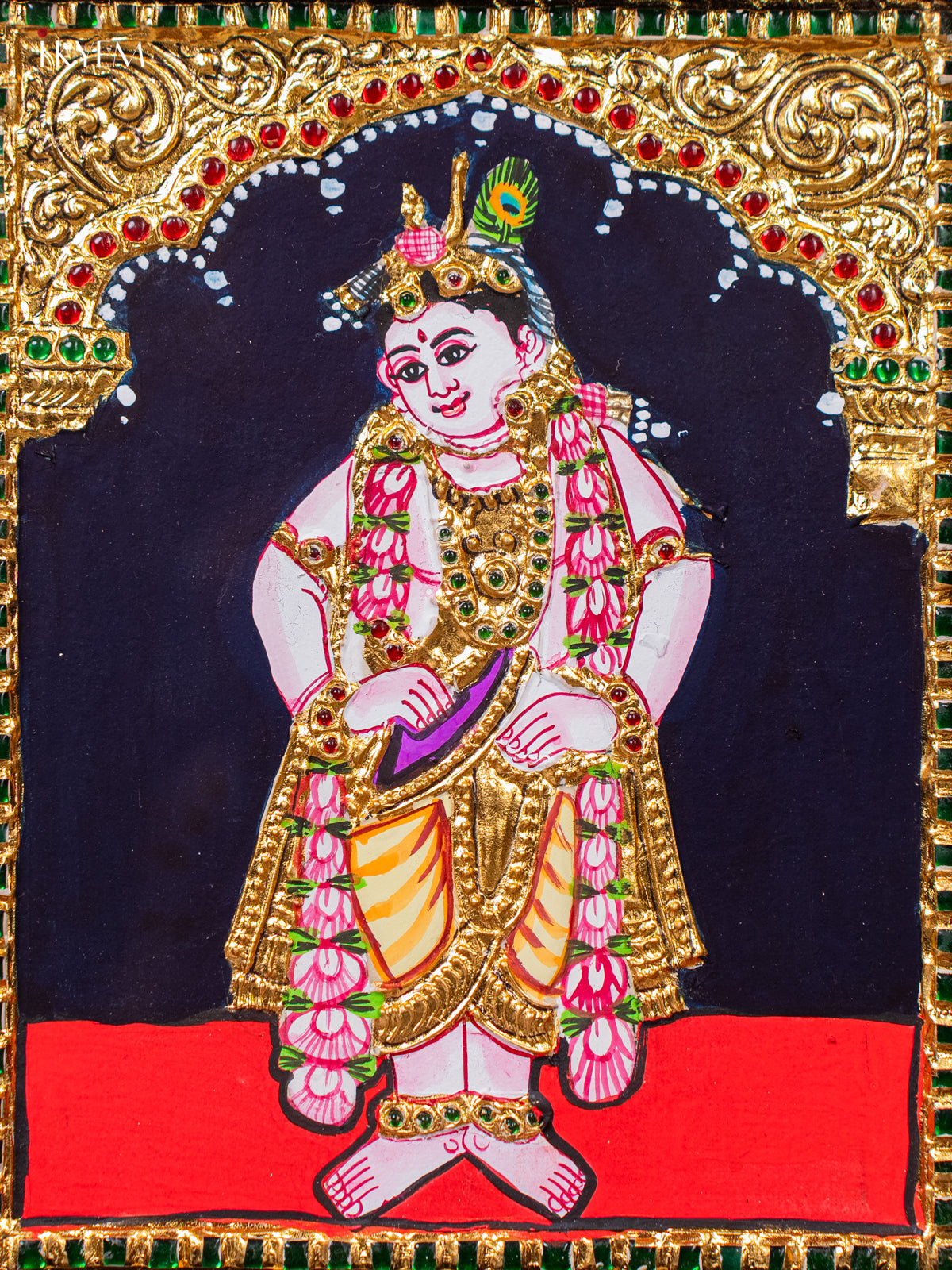 Devotional Lord BalaKrishna Tanjore painting 2