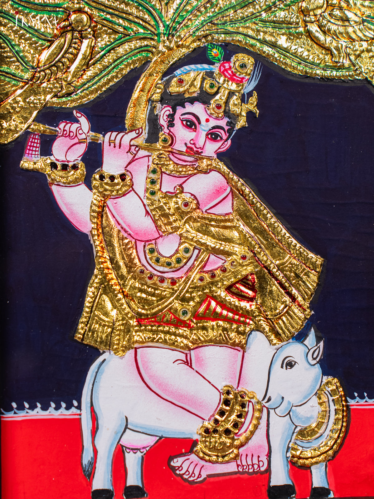 Serene Gopala Krishna Tanjore painting 2