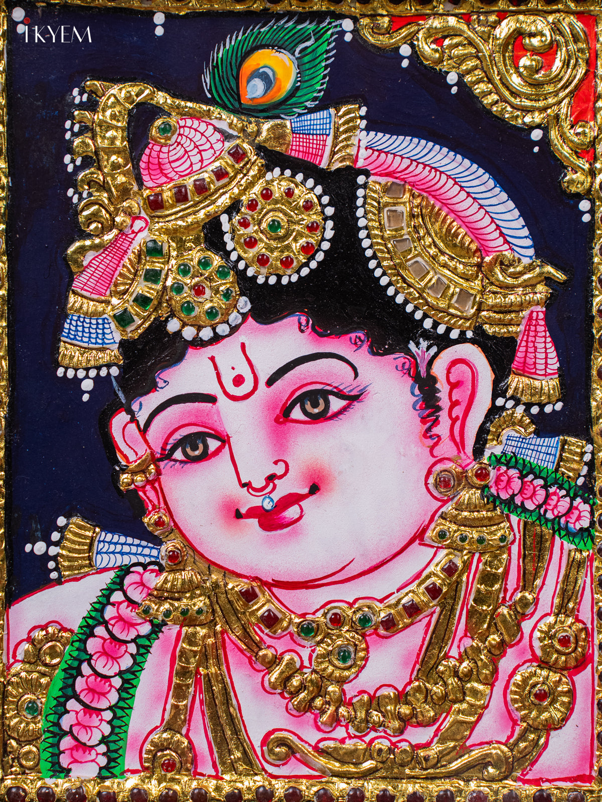 Exquisite Baby Krishna Tanjore painting 2