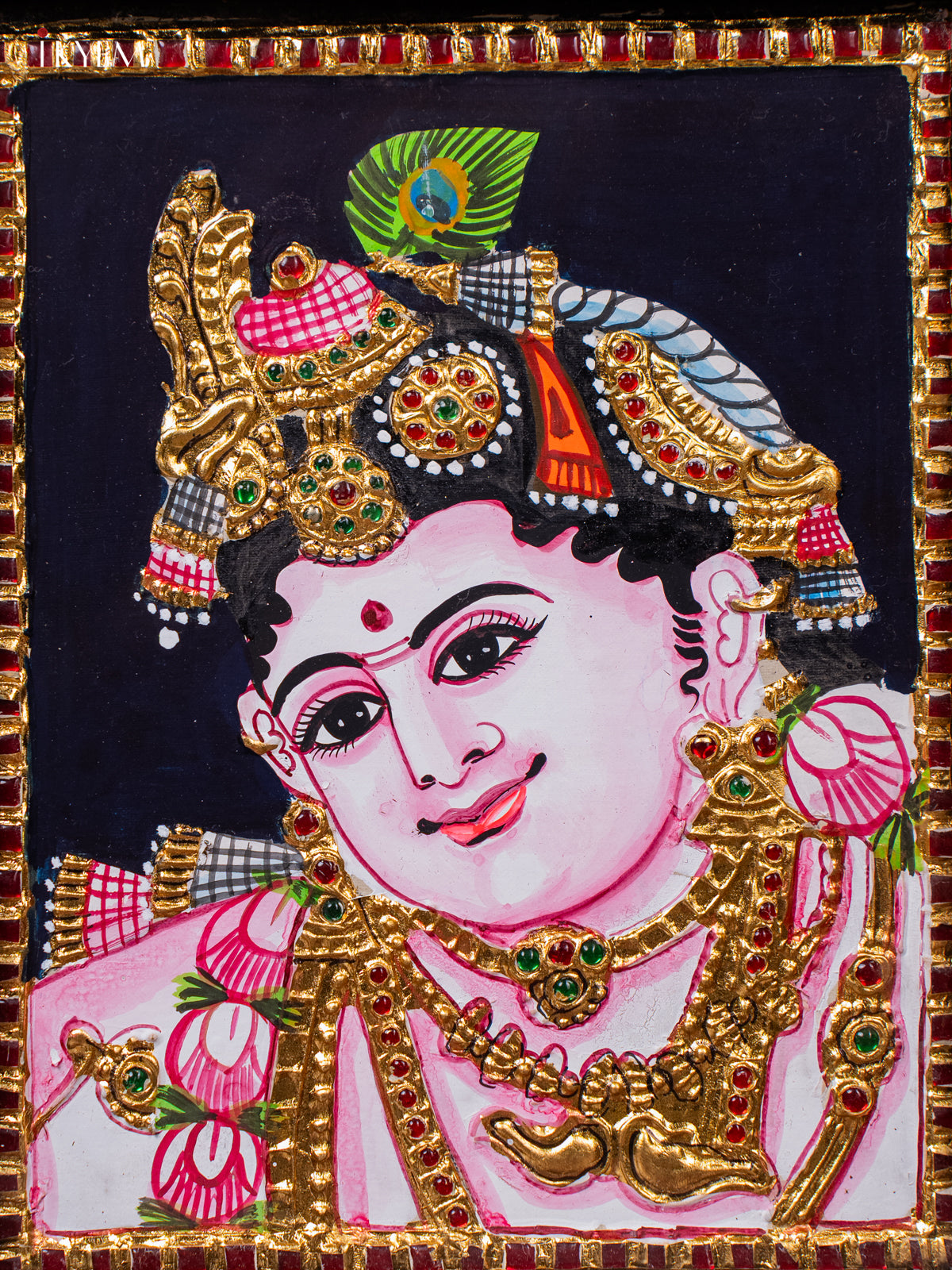 Beautiful Tanjore painting Of Baby Krishna Face 2