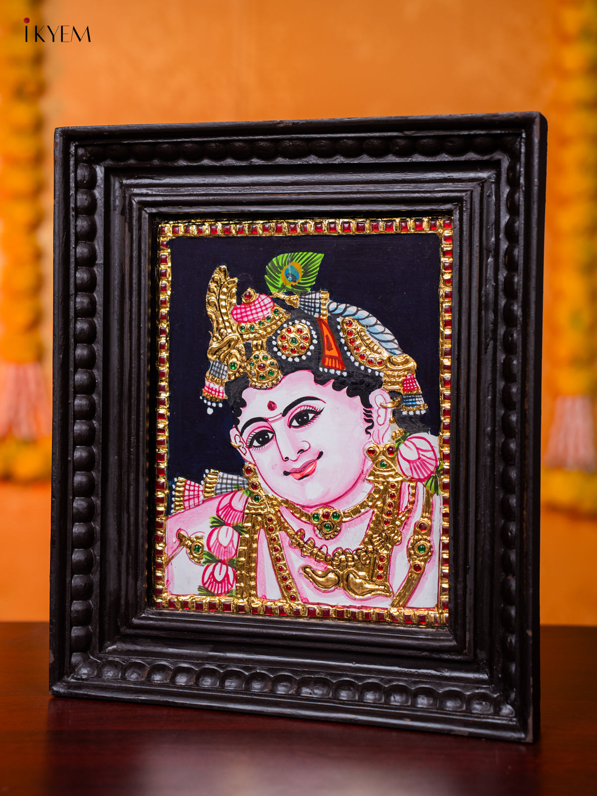 Beautiful Tanjore painting Of Baby Krishna Face 1