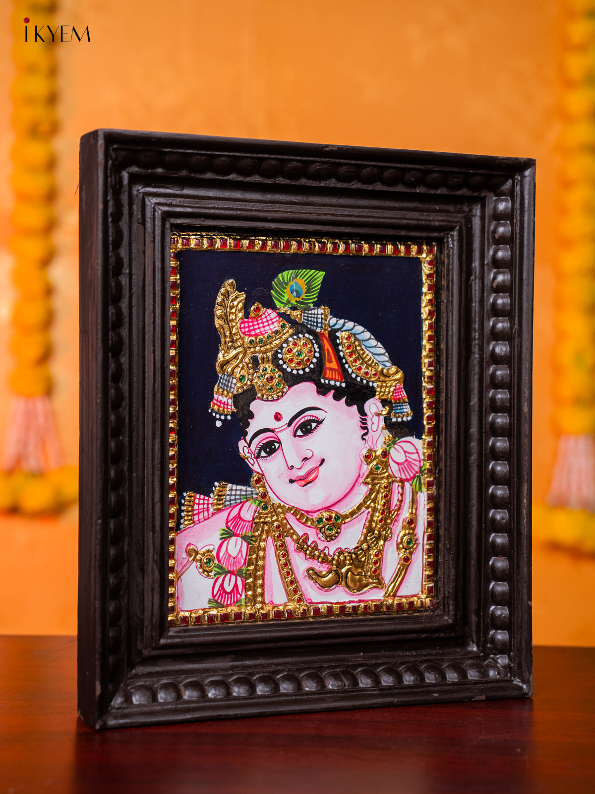 Beautiful Tanjore painting Of Baby Krishna Face 3