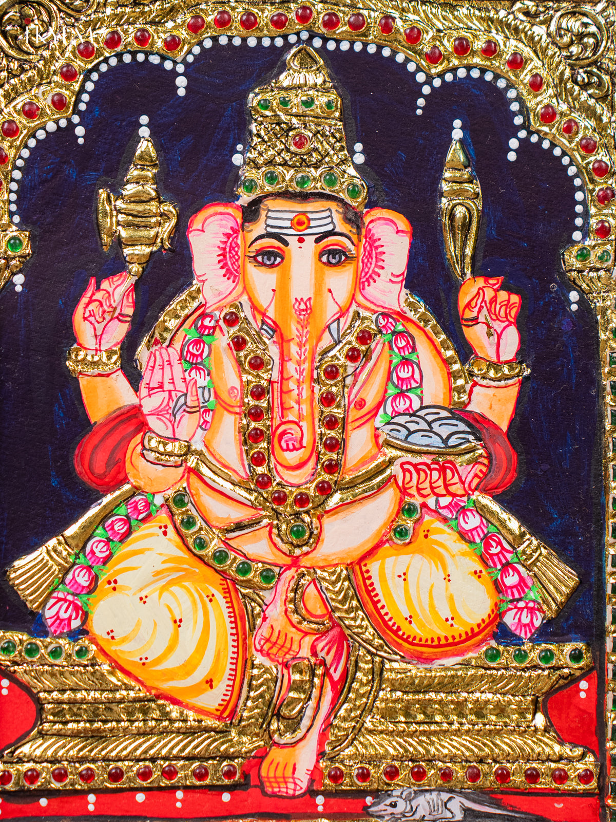 Exquisite Lord Ganapathy Thanjavur painting 2