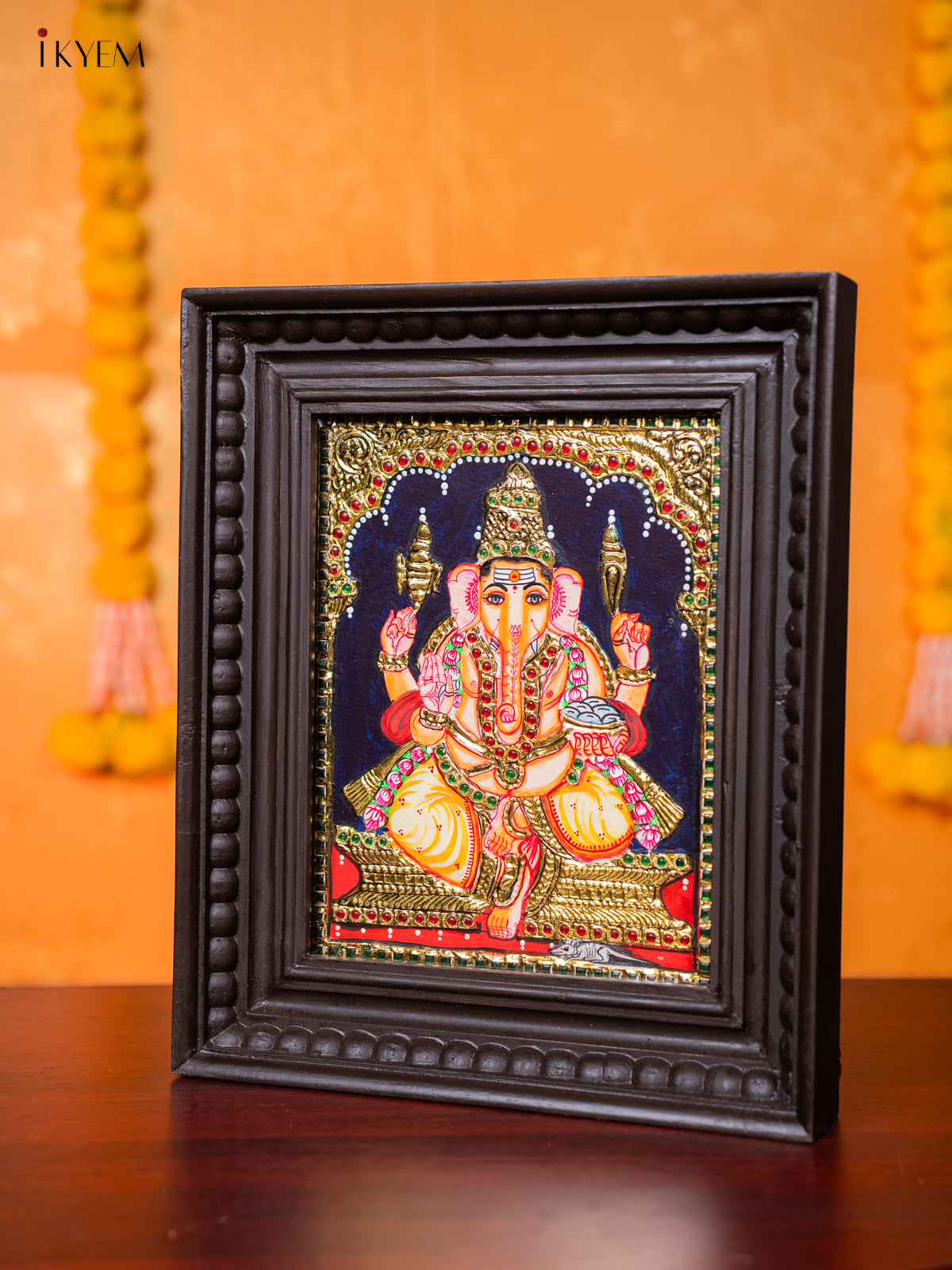 Exquisite Lord Ganapathy Thanjavur painting 1