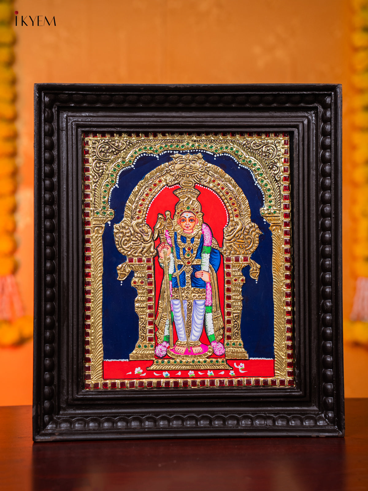 Beautiful Lord Kartikeya Tanjore painting