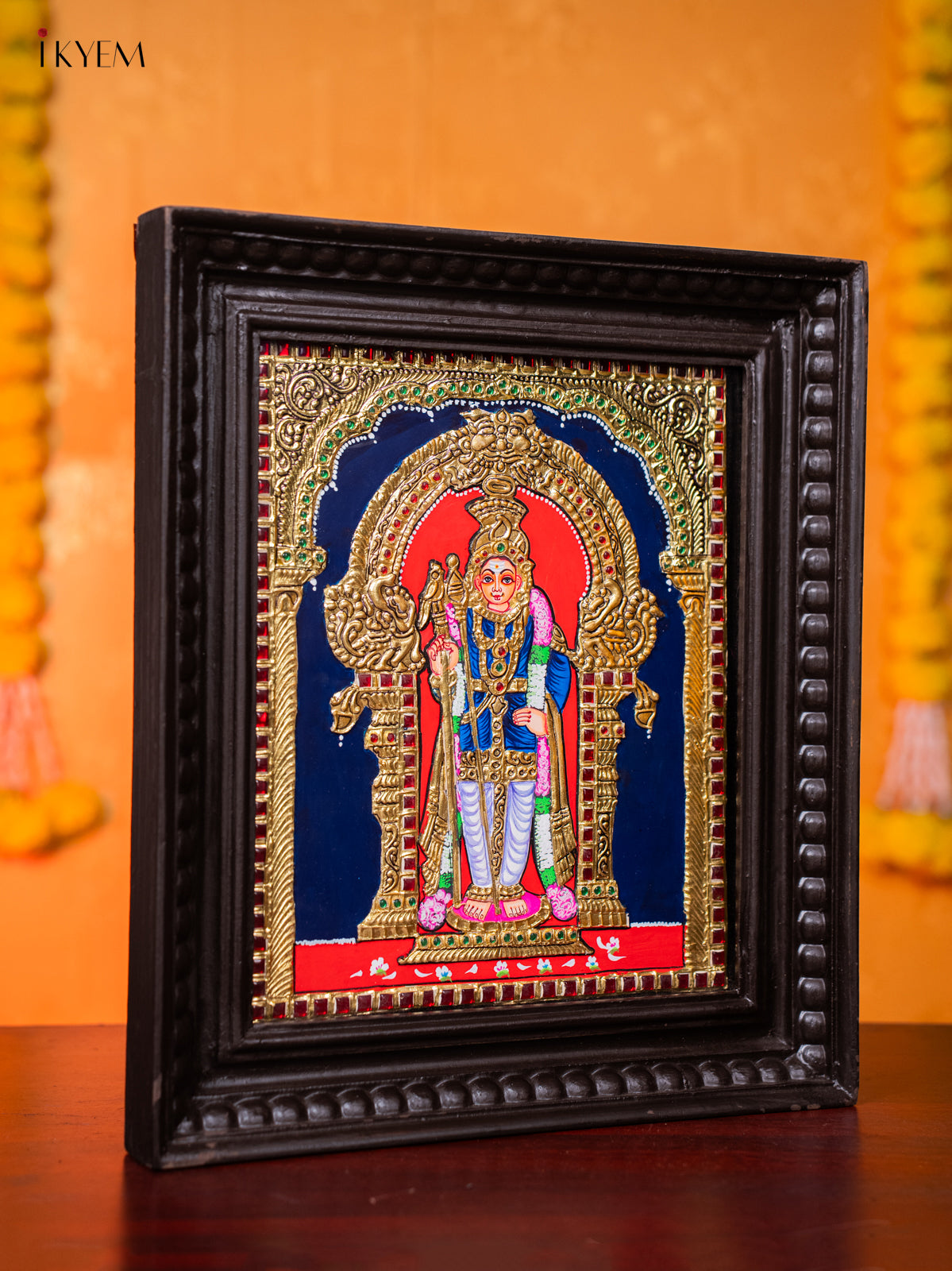 Beautiful Lord Kartikeya Tanjore painting 3