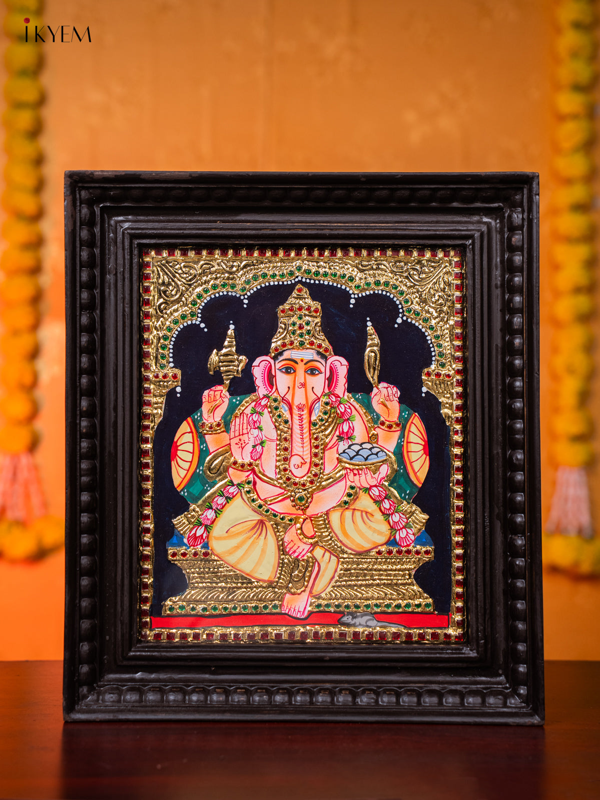 Elegant Lord Ganesha Tanjore painting 1