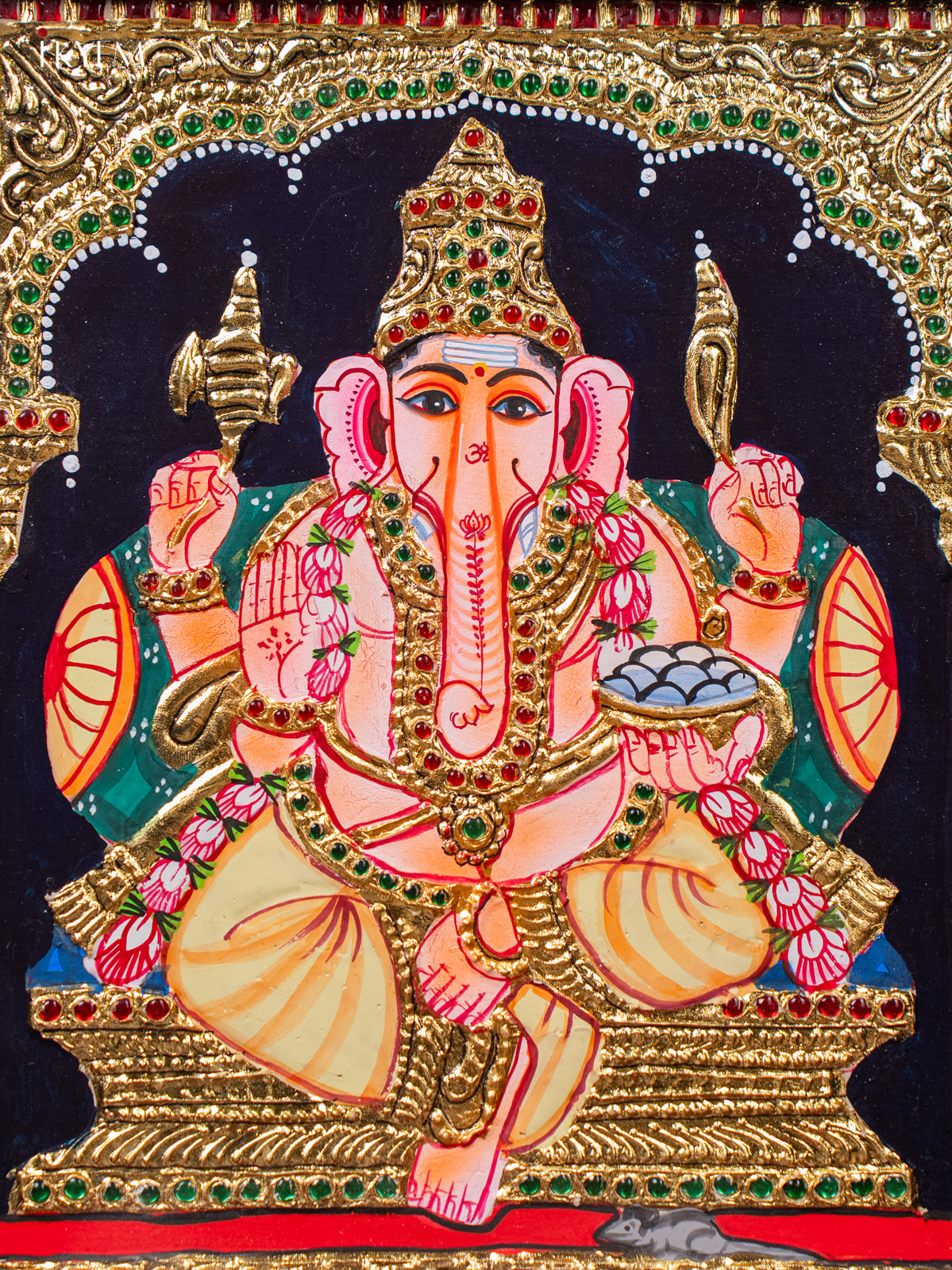 Elegant Lord Ganesha Tanjore painting 3