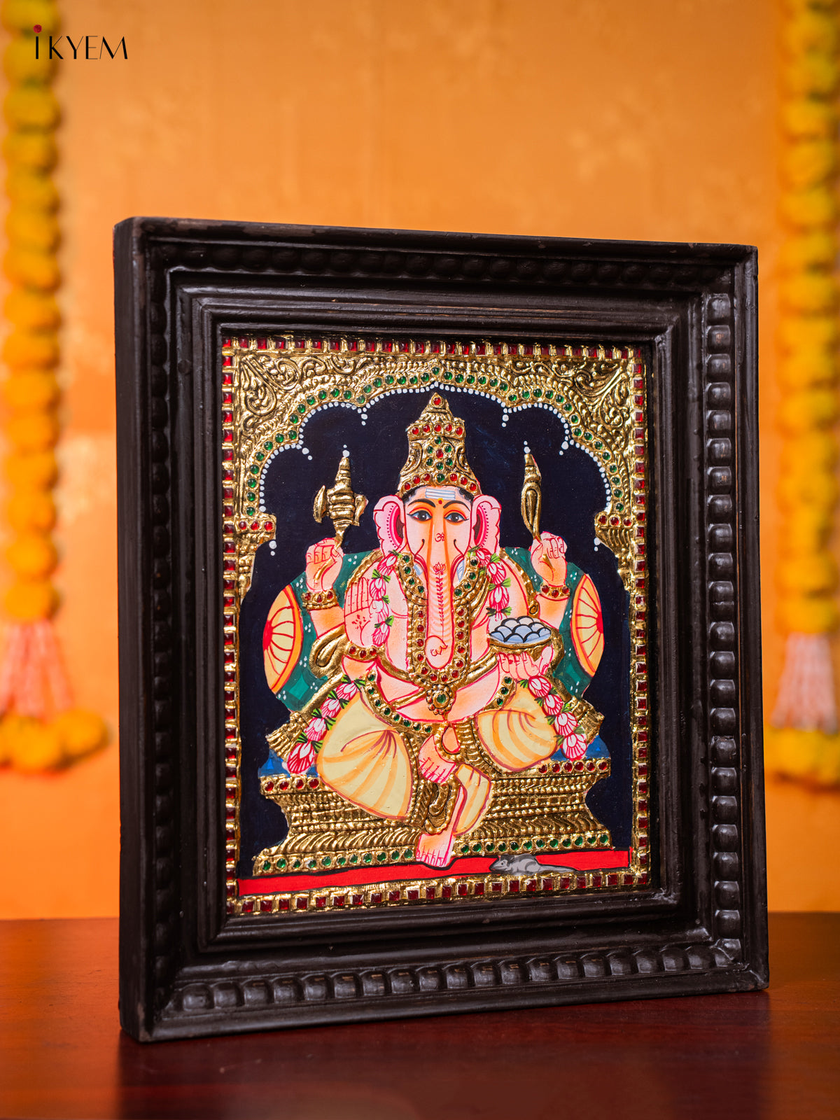 Elegant Lord Ganesha Tanjore painting 4