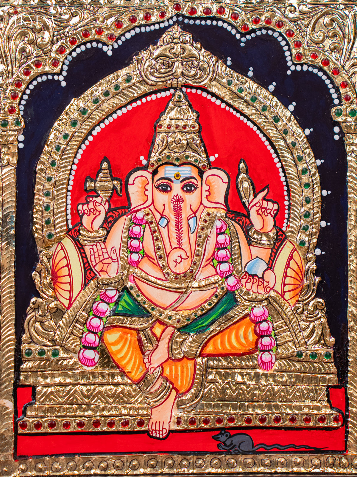 Traditional Lord Ganesha Thanjavur painting 2