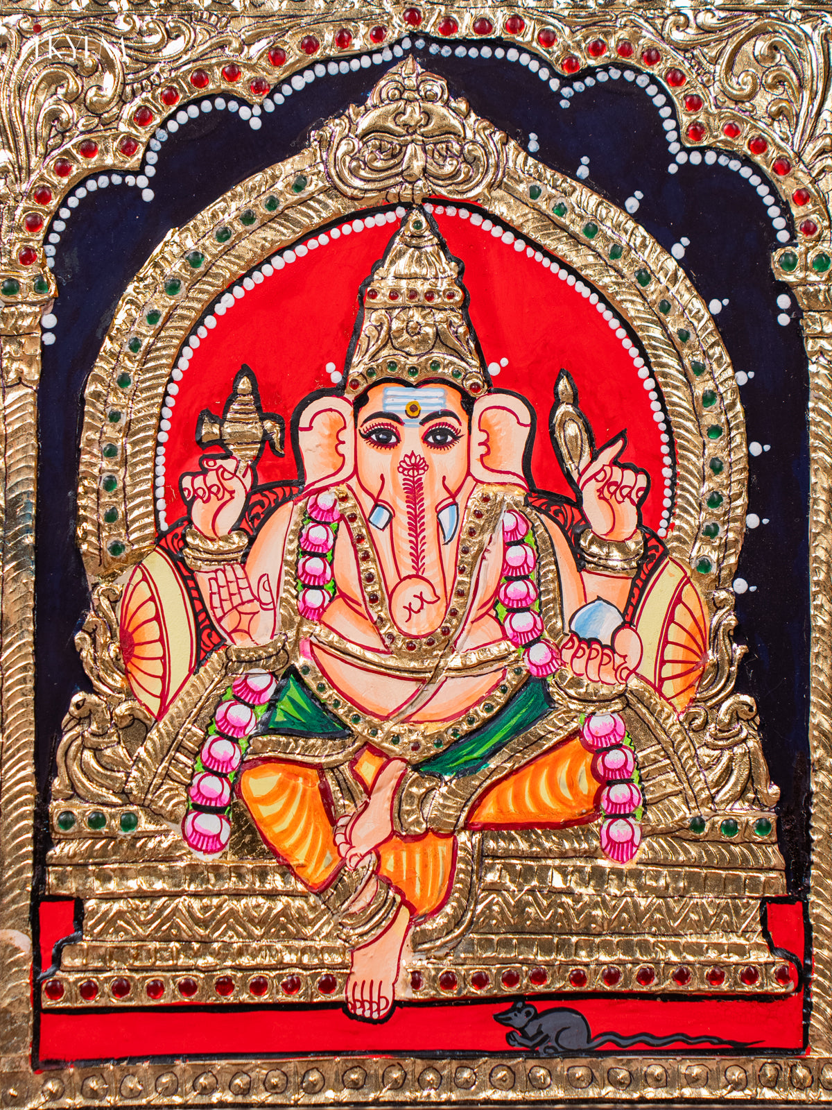 Traditional Lord Ganesha Thanjavur painting 2