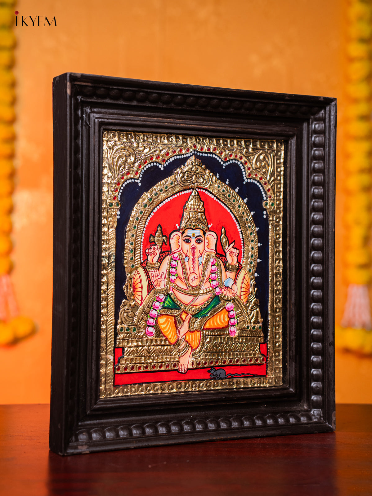 Traditional Lord Ganesha Thanjavur painting 3