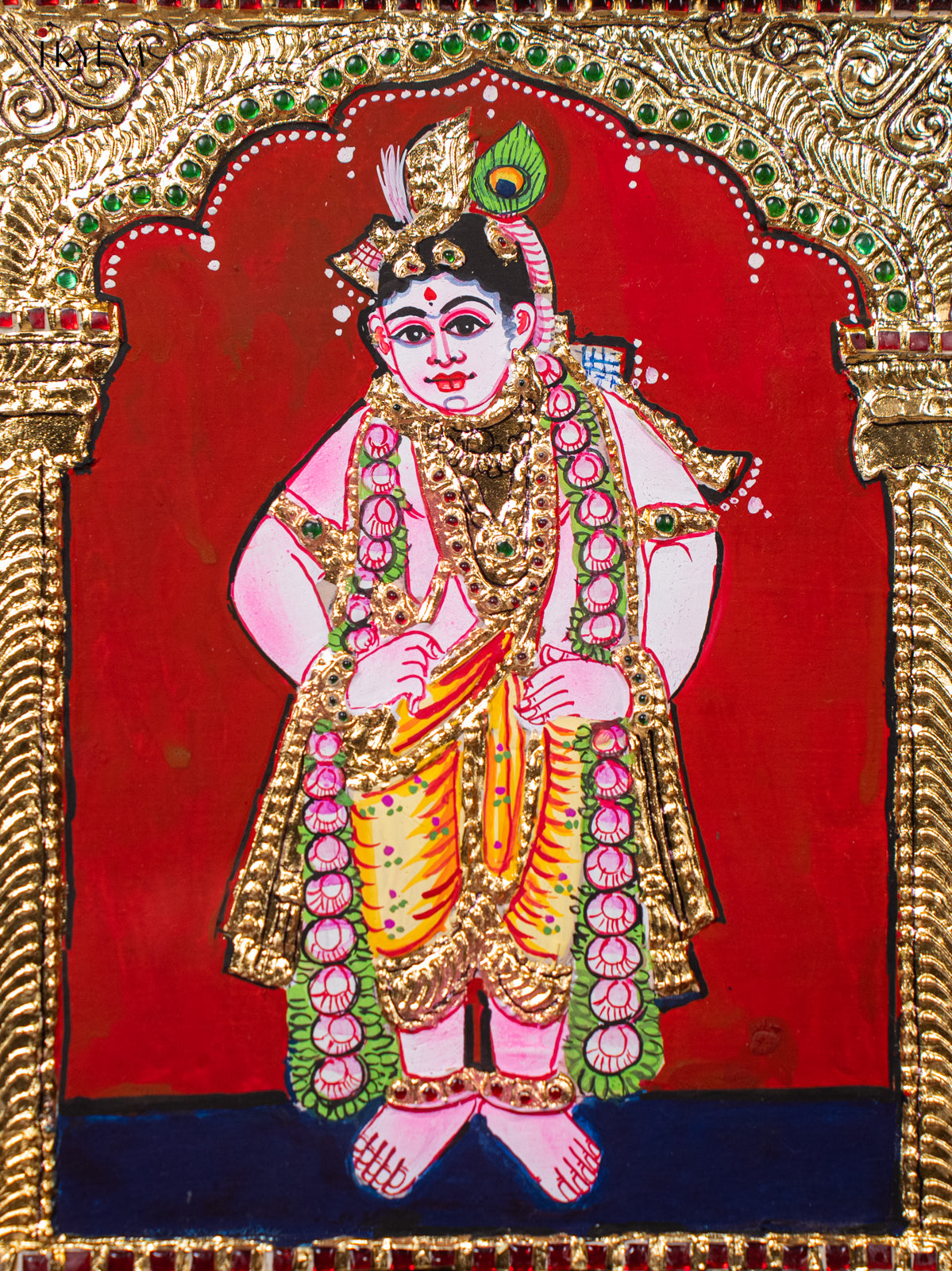 Vibrant Bal Krishna Tanjore painting 2