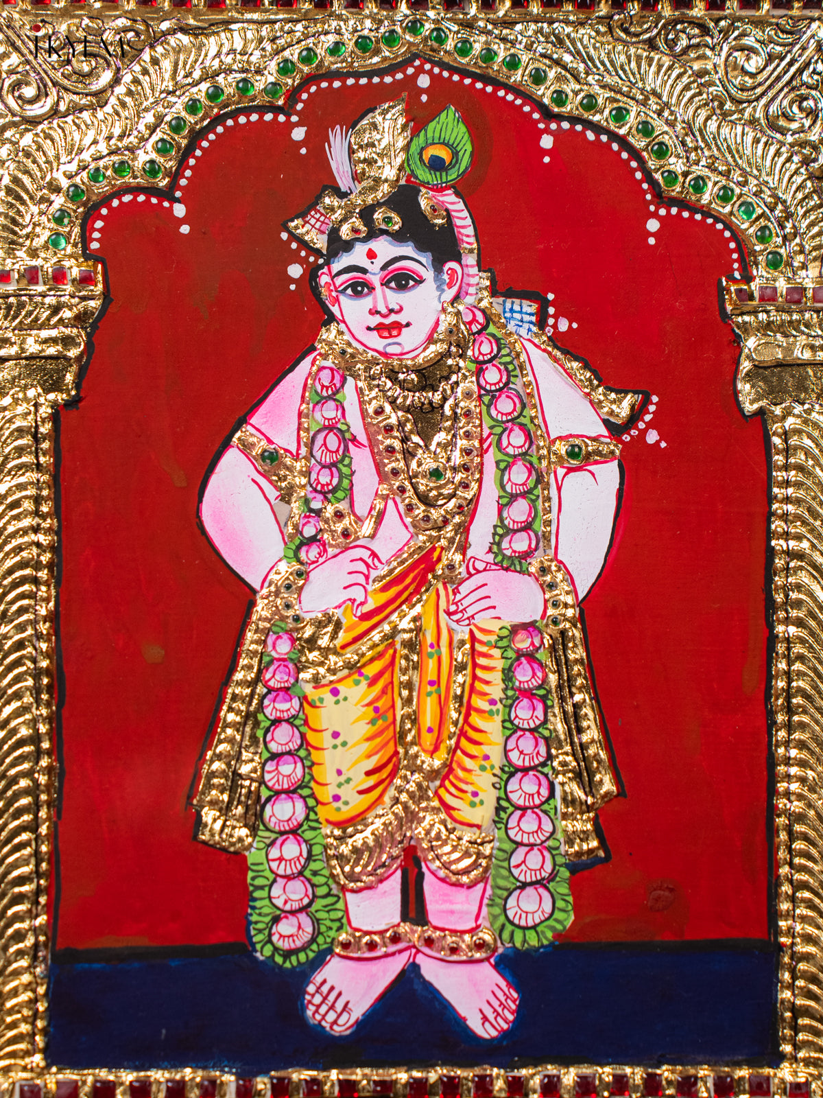 Vibrant Bal Krishna Tanjore painting 2