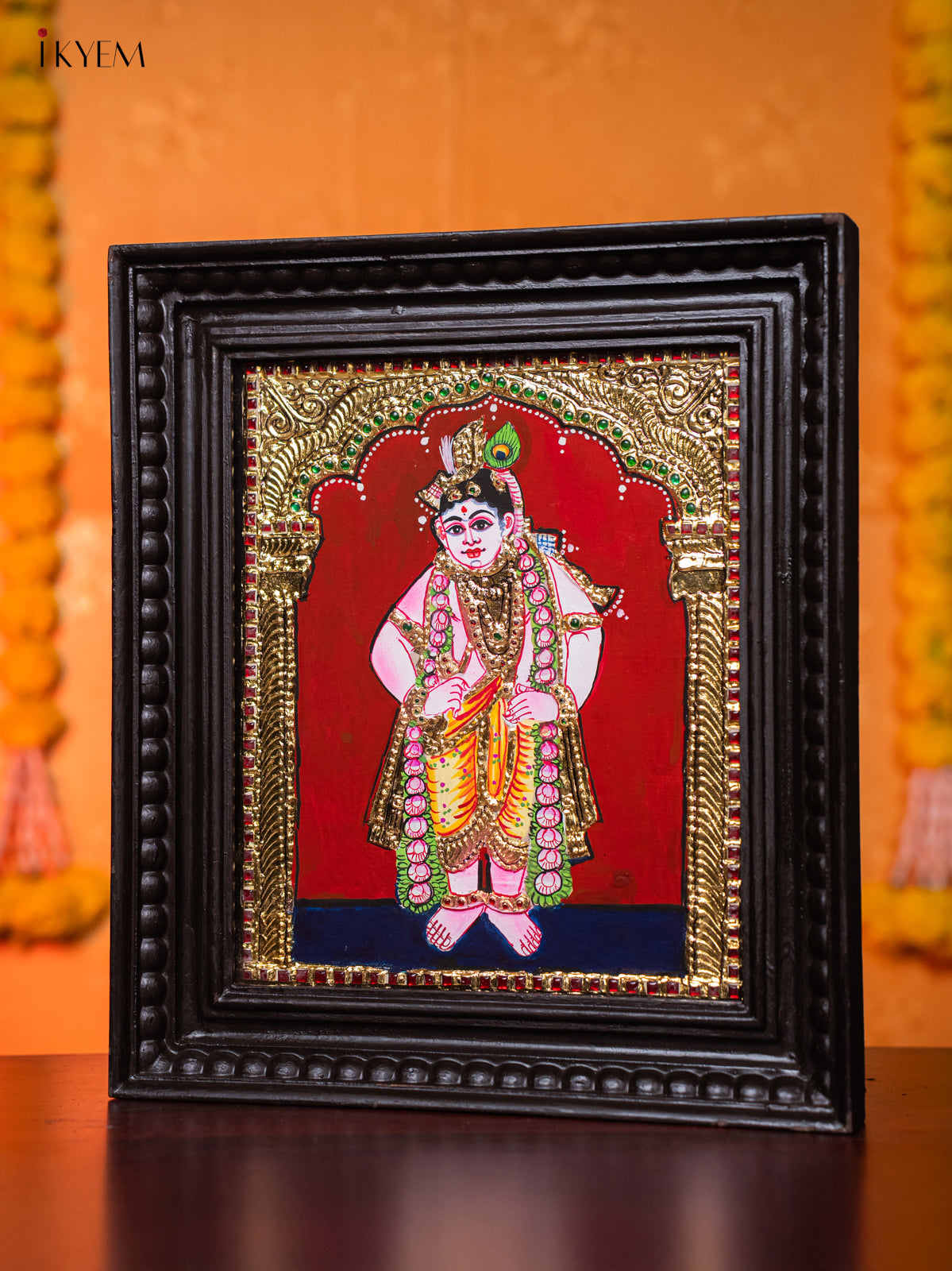 Vibrant Bal Krishna Tanjore painting 1