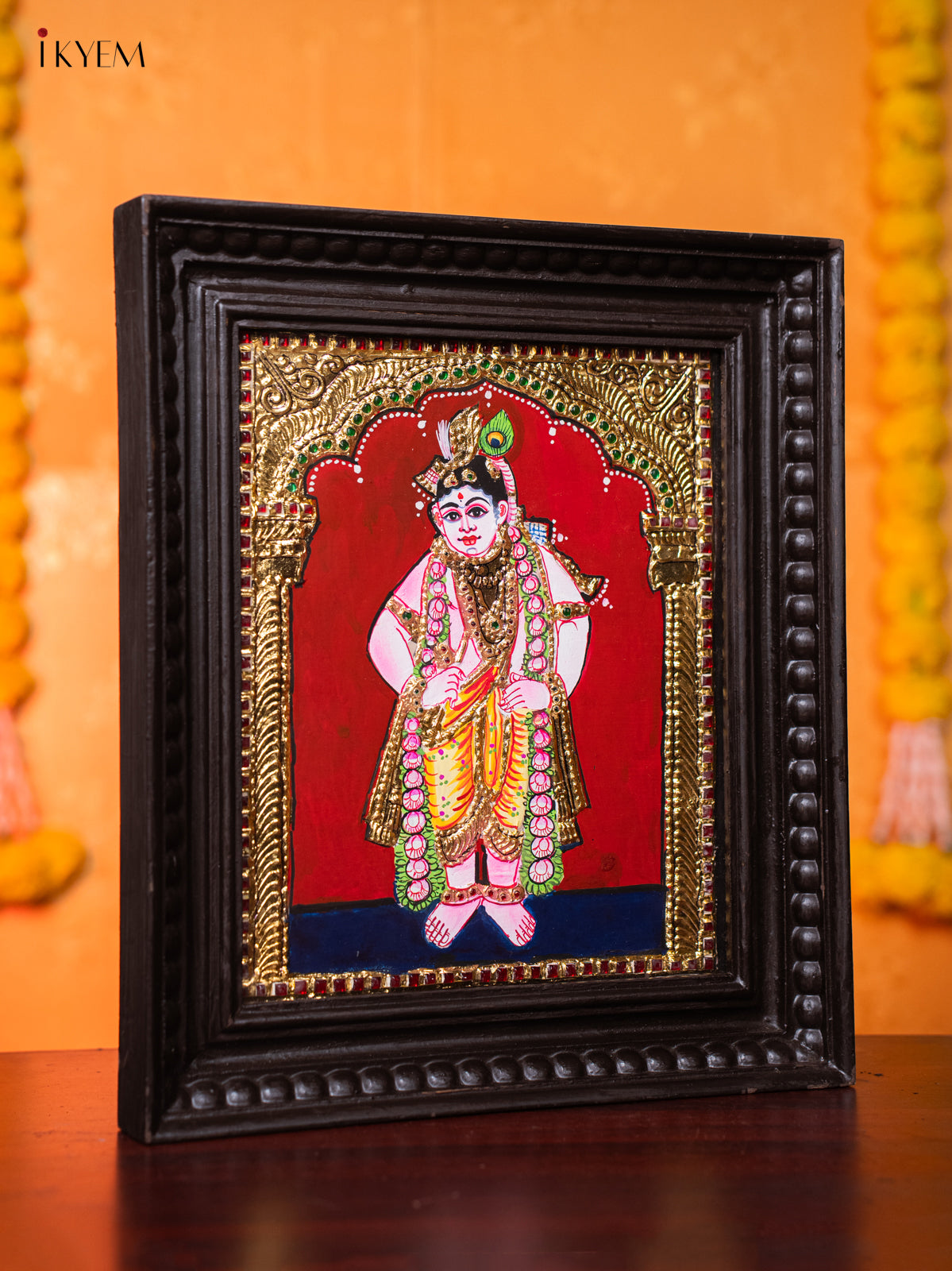 Vibrant Bal Krishna Tanjore painting 3