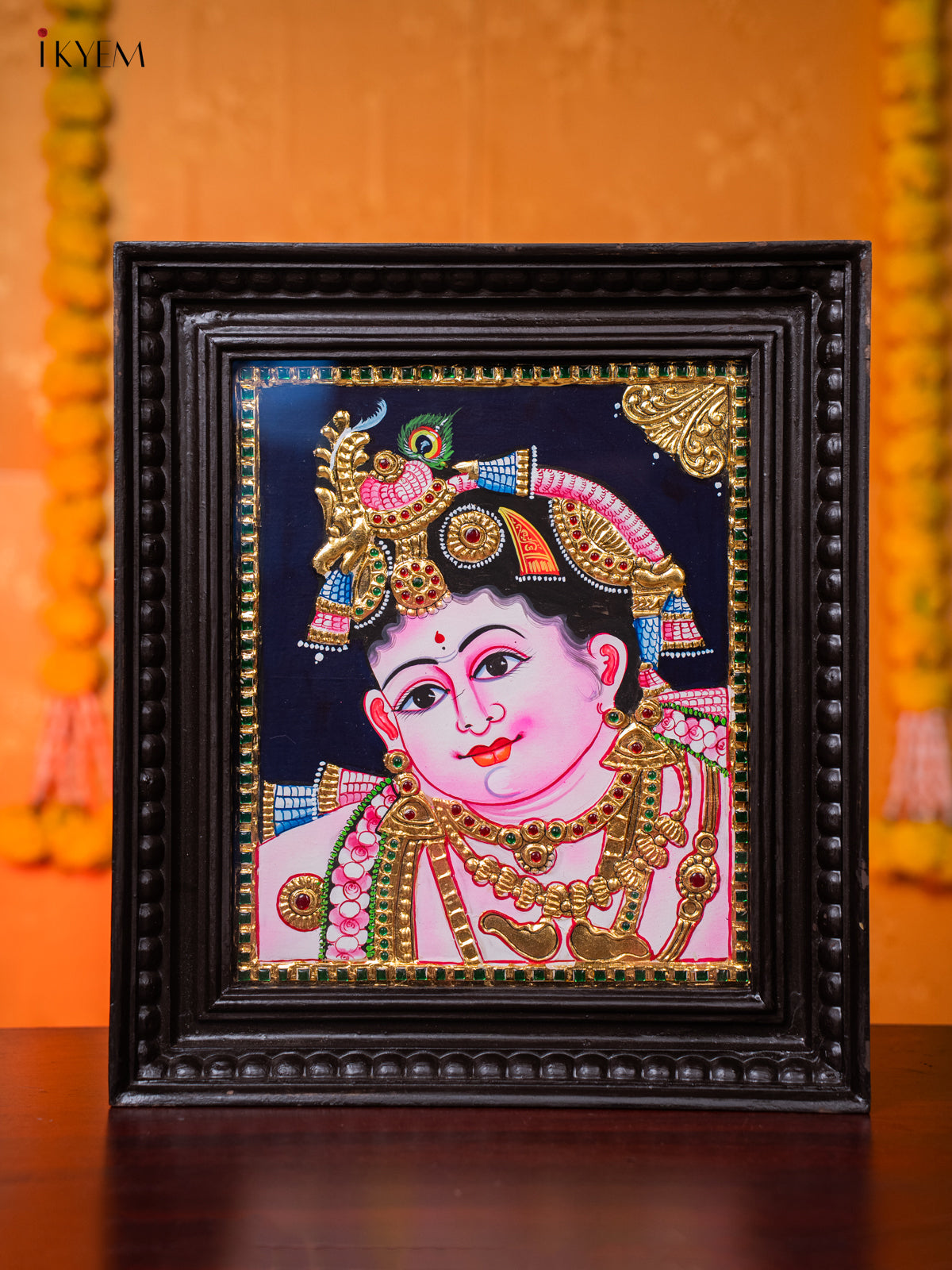 Glowing Thanjavur Painting Of Baby Krishna 1