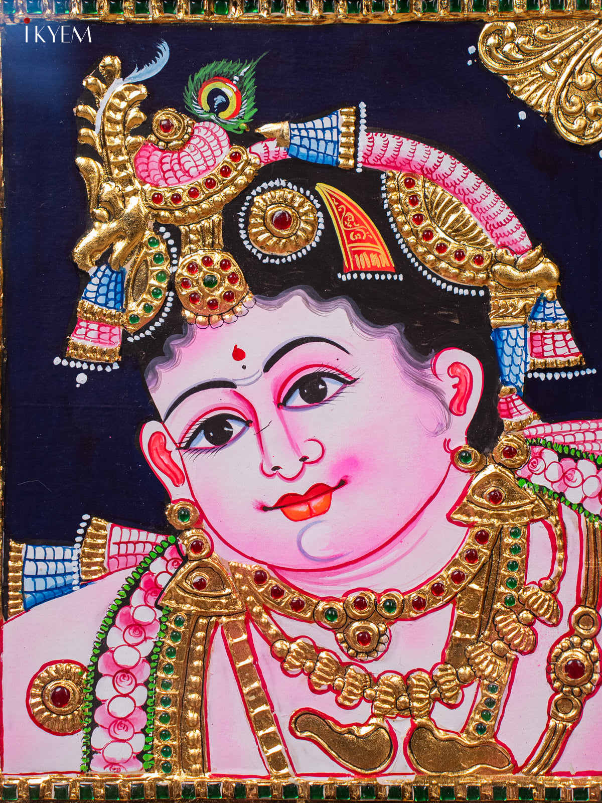 Glowing Thanjavur Painting Of Baby Krishna 3