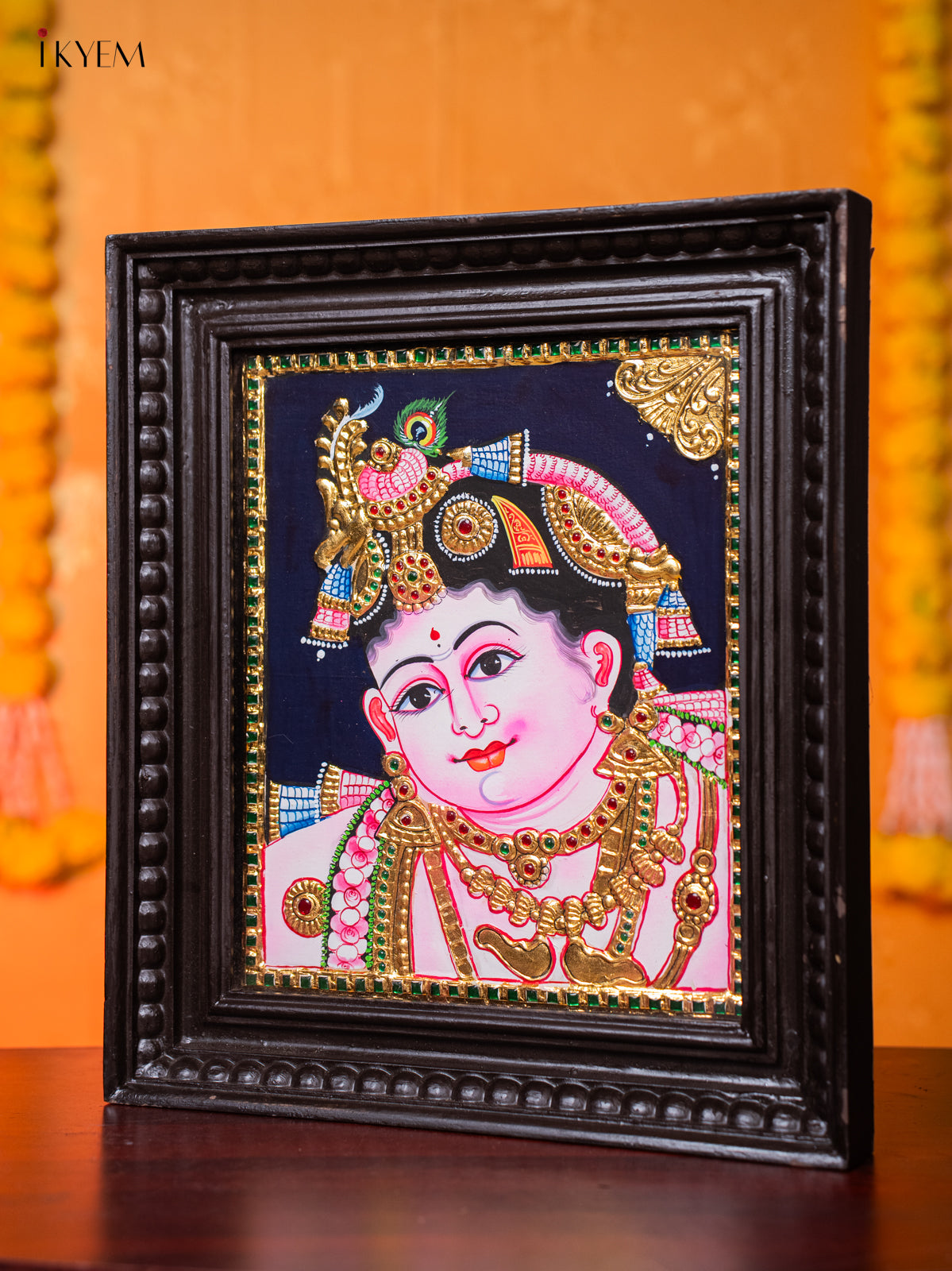 Glowing Thanjavur Painting Of Baby Krishna 2