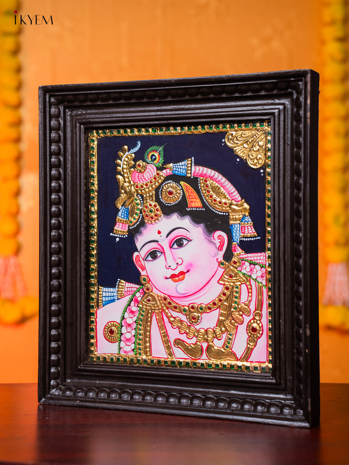 Glowing Thanjavur Painting Of Baby Krishna 2