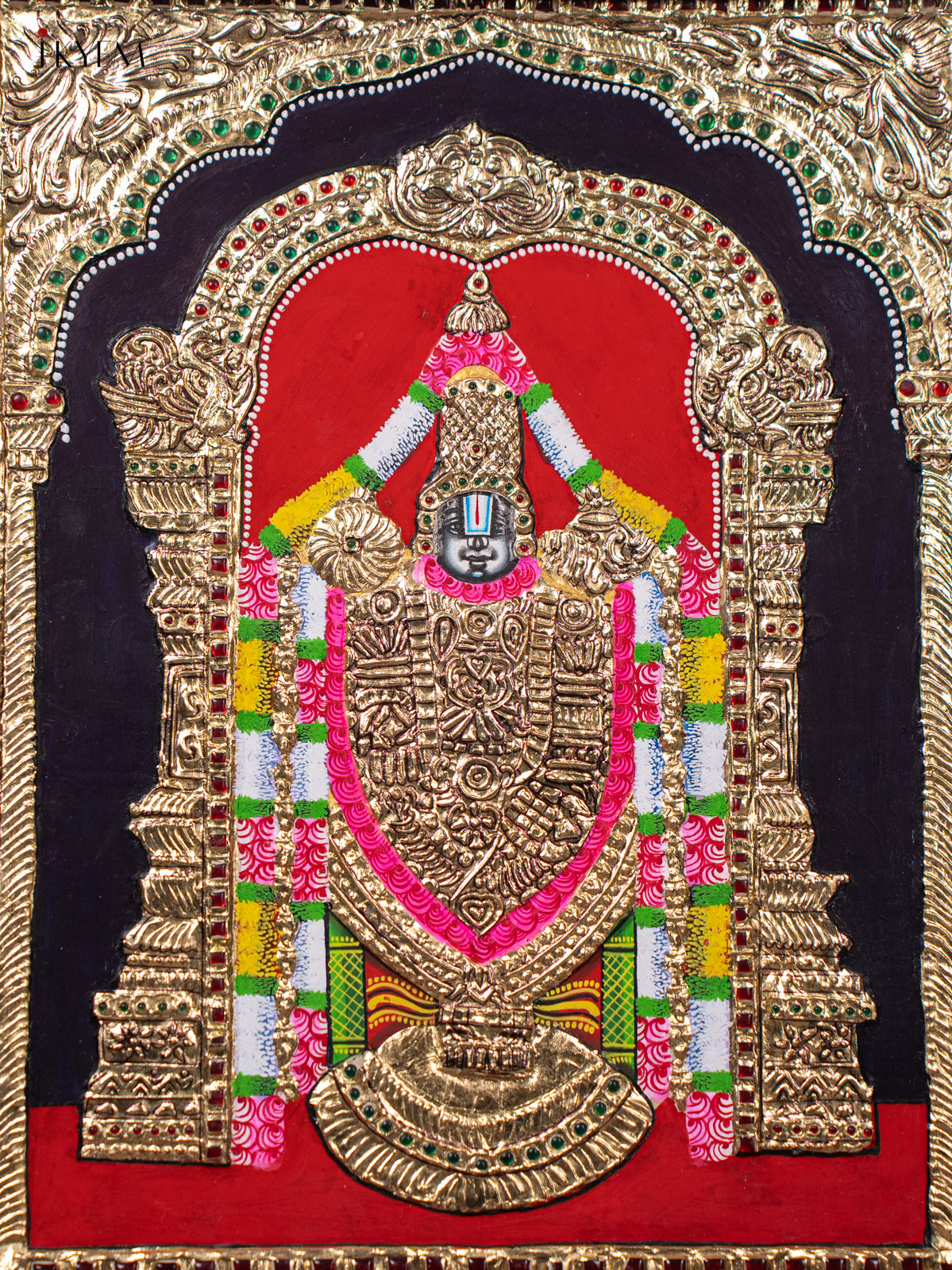 Brilliant Lord Venkatachalapathy Thanjavur painting 2