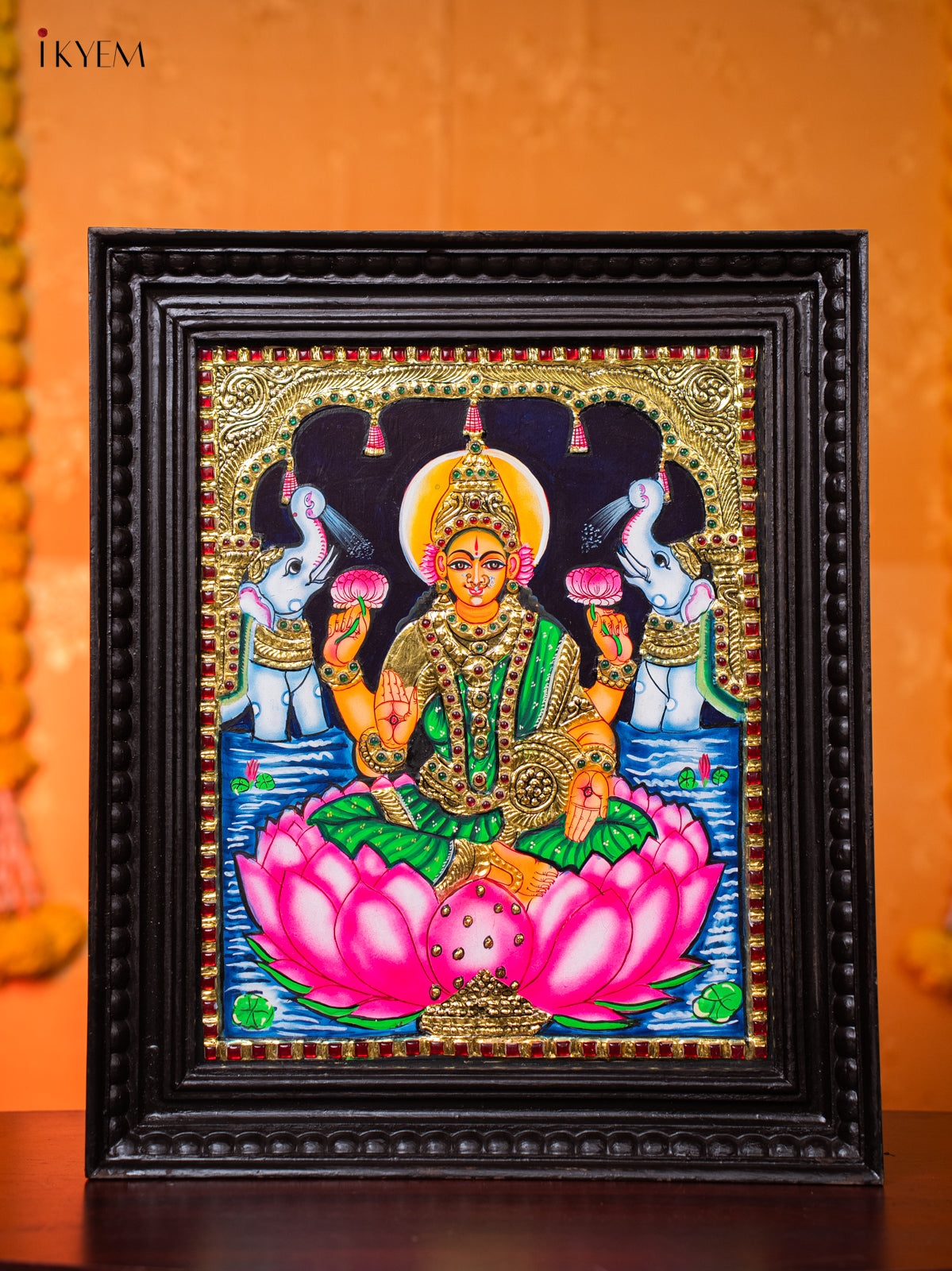 Exquisite Goddess Gajalakshmi Thanjavur painting 1