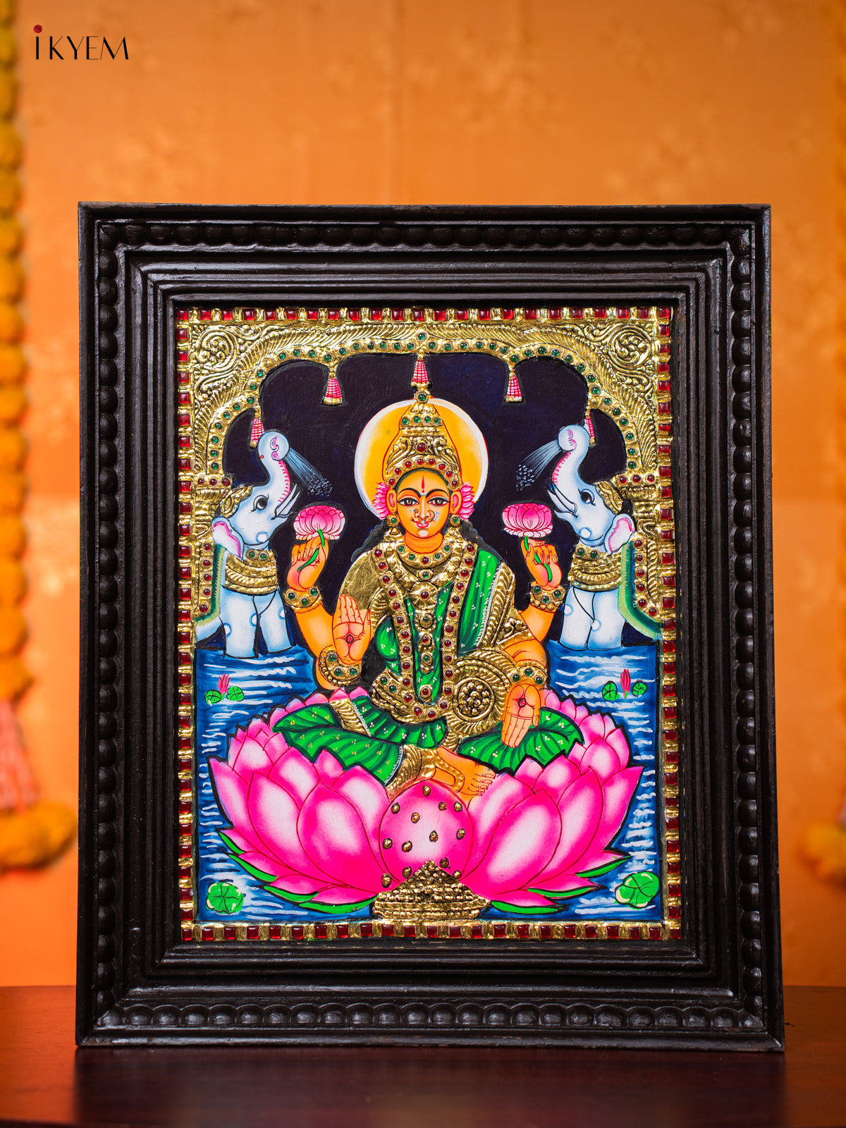 Exquisite Goddess Gajalakshmi Thanjavur painting 1