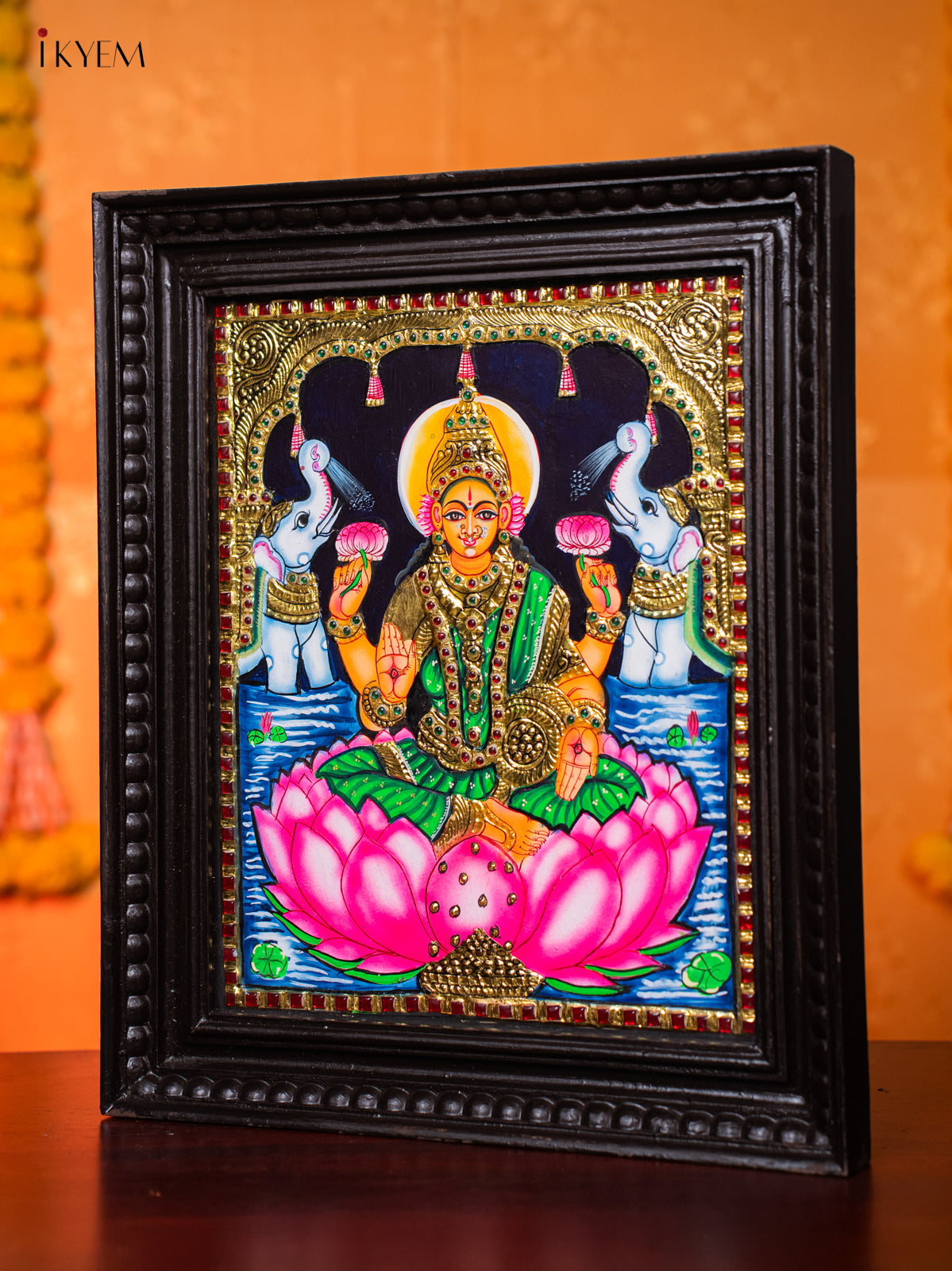 Exquisite Goddess Gajalakshmi Thanjavur painting 2