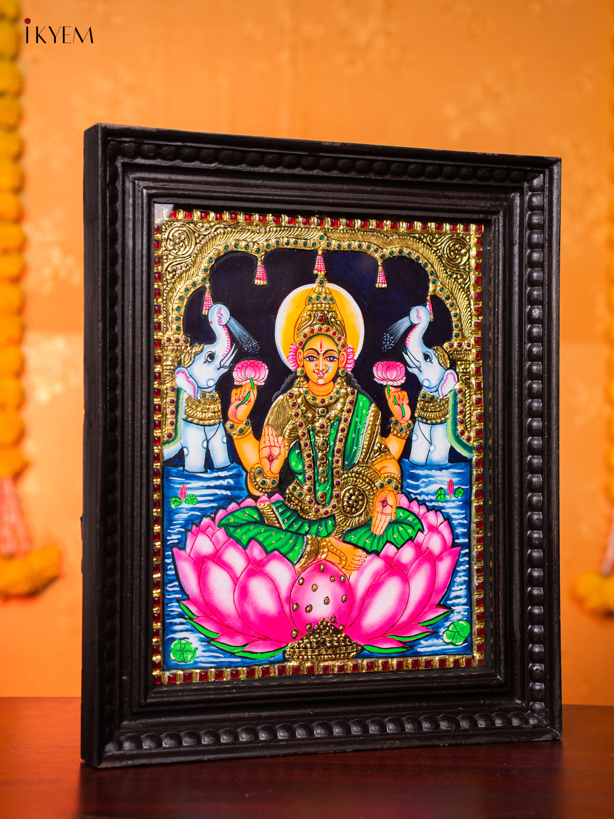 Exquisite Goddess Gajalakshmi Thanjavur painting 4