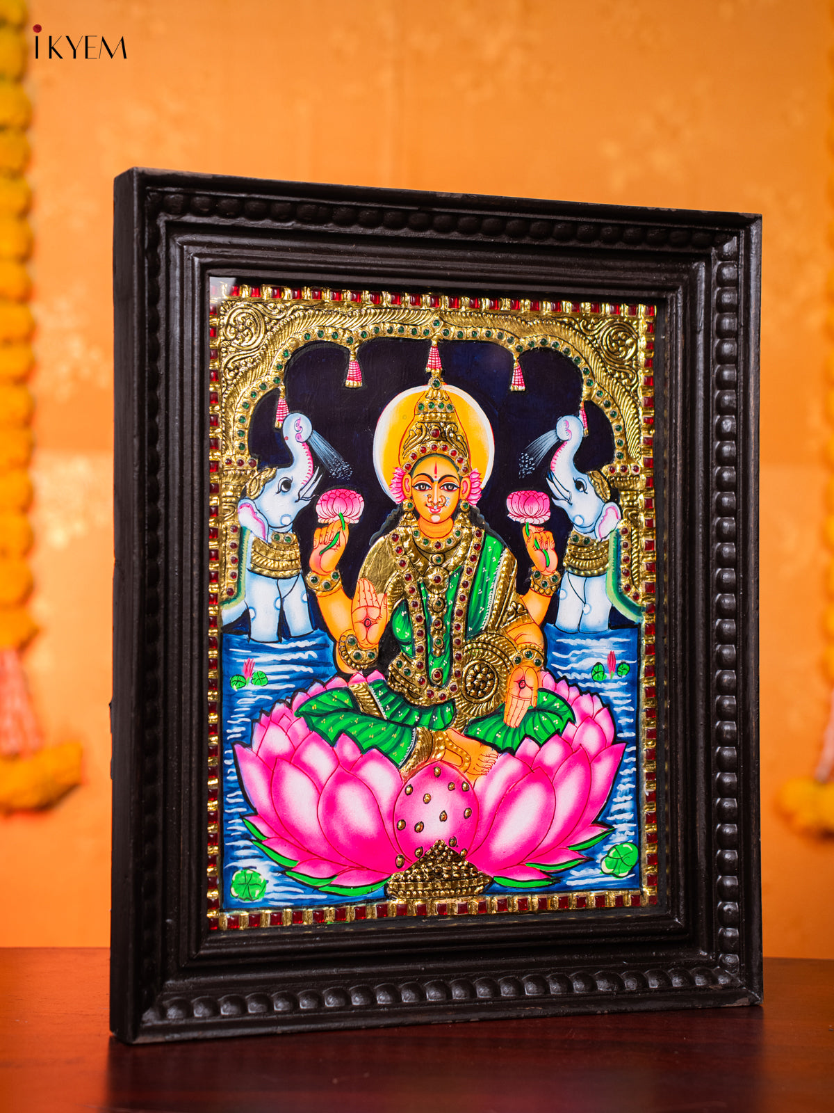 Exquisite Goddess Gajalakshmi Thanjavur painting 4