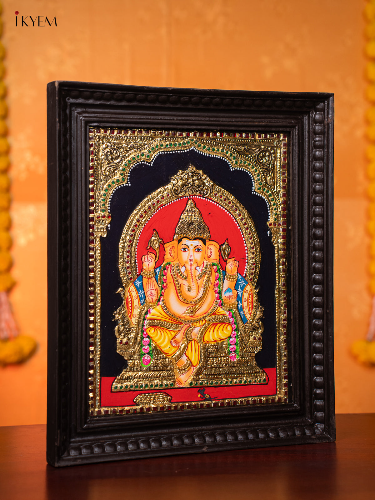 Magnificent Lord Ganapathy Tanjore painting 3