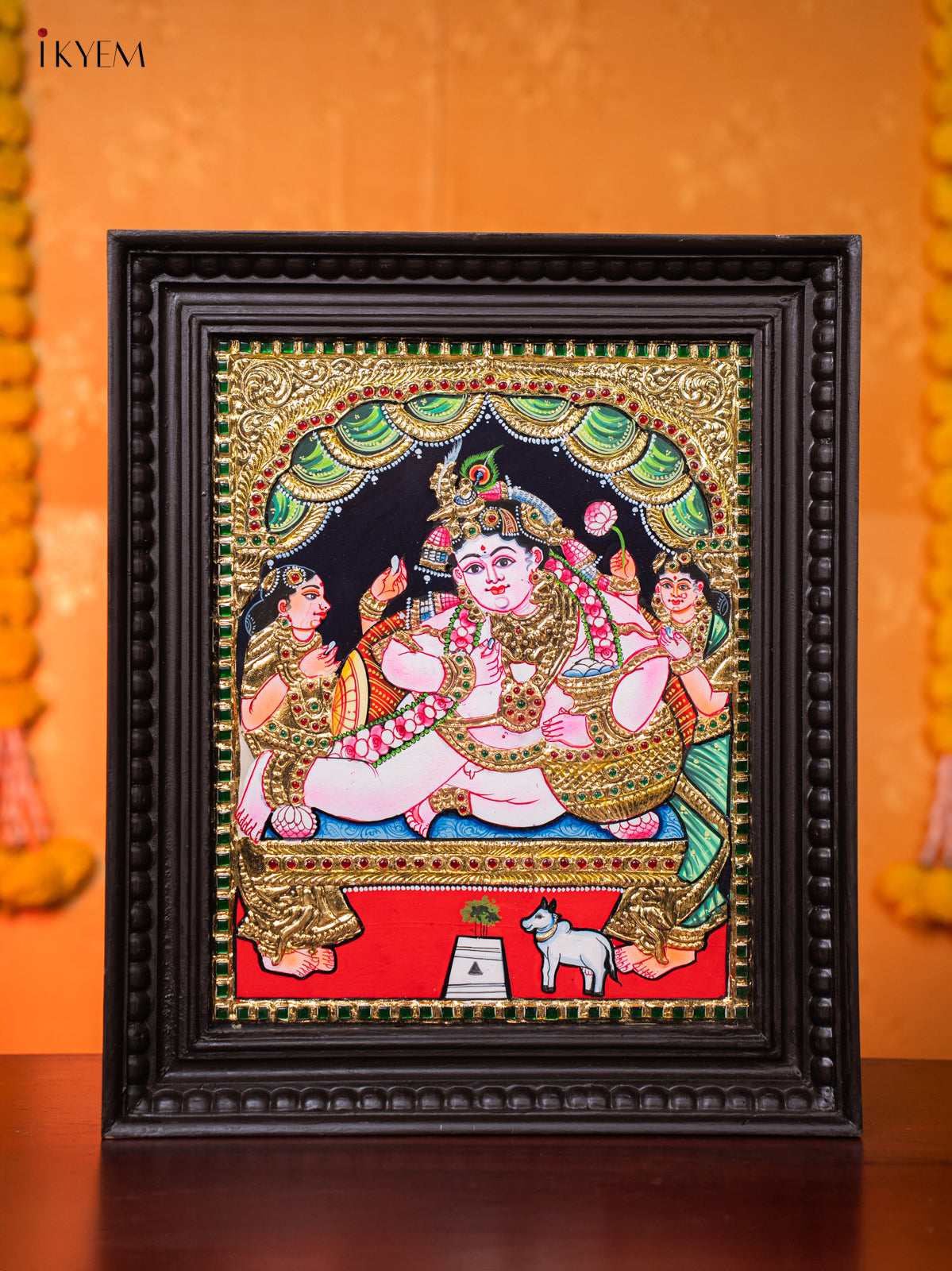 Cute Baby Krishna Tanjore painting