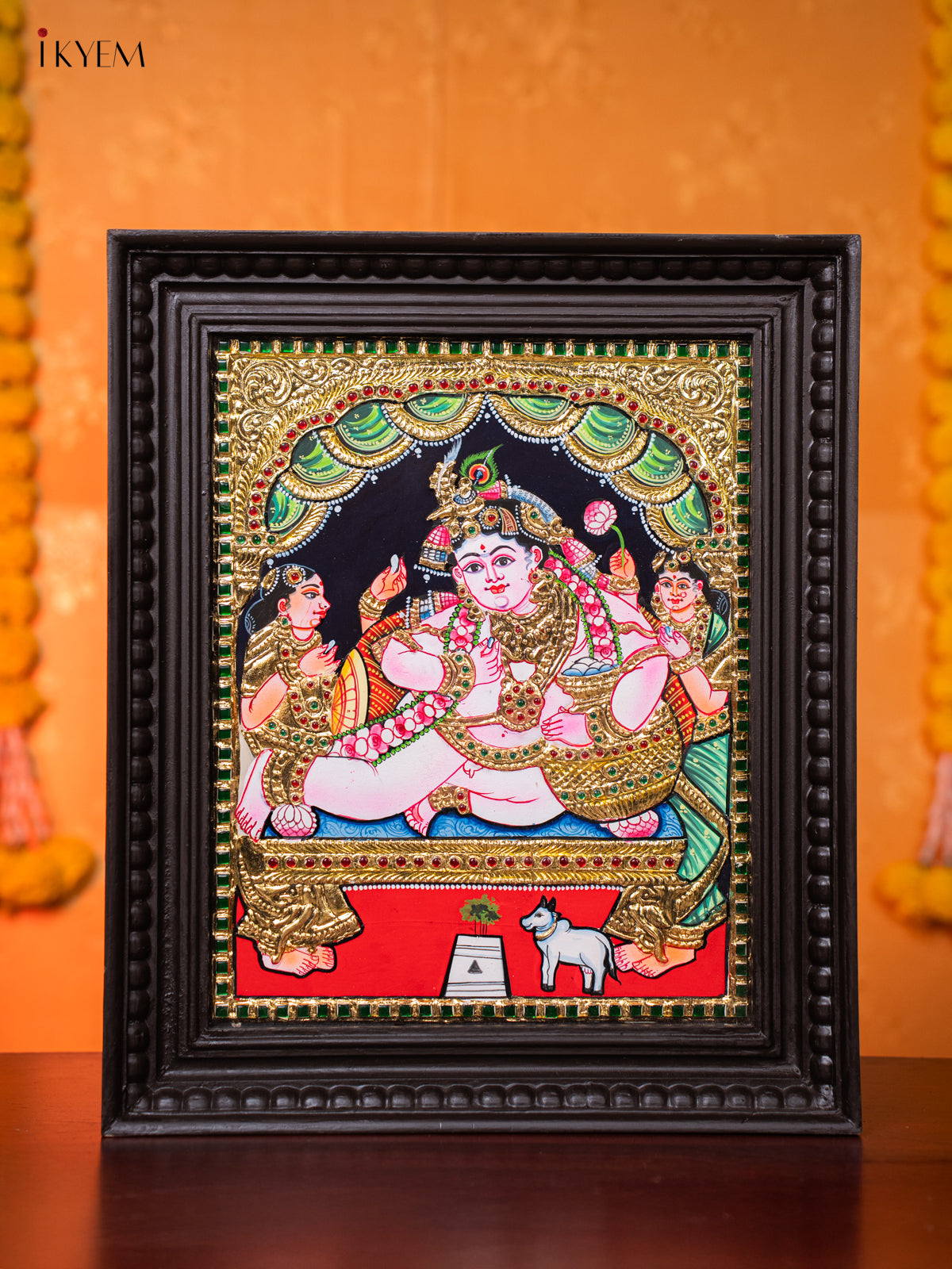 Cute Baby Krishna Tanjore painting