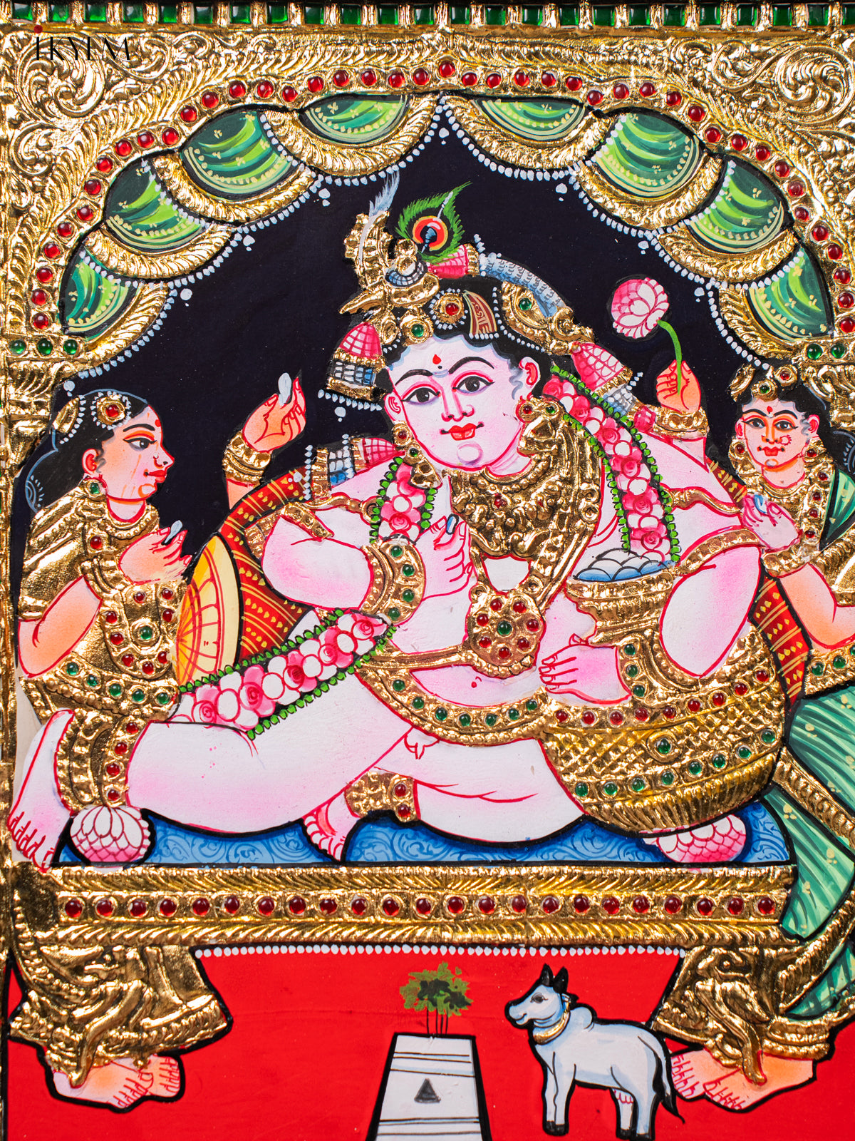 Cute Baby Krishna Tanjore painting 3