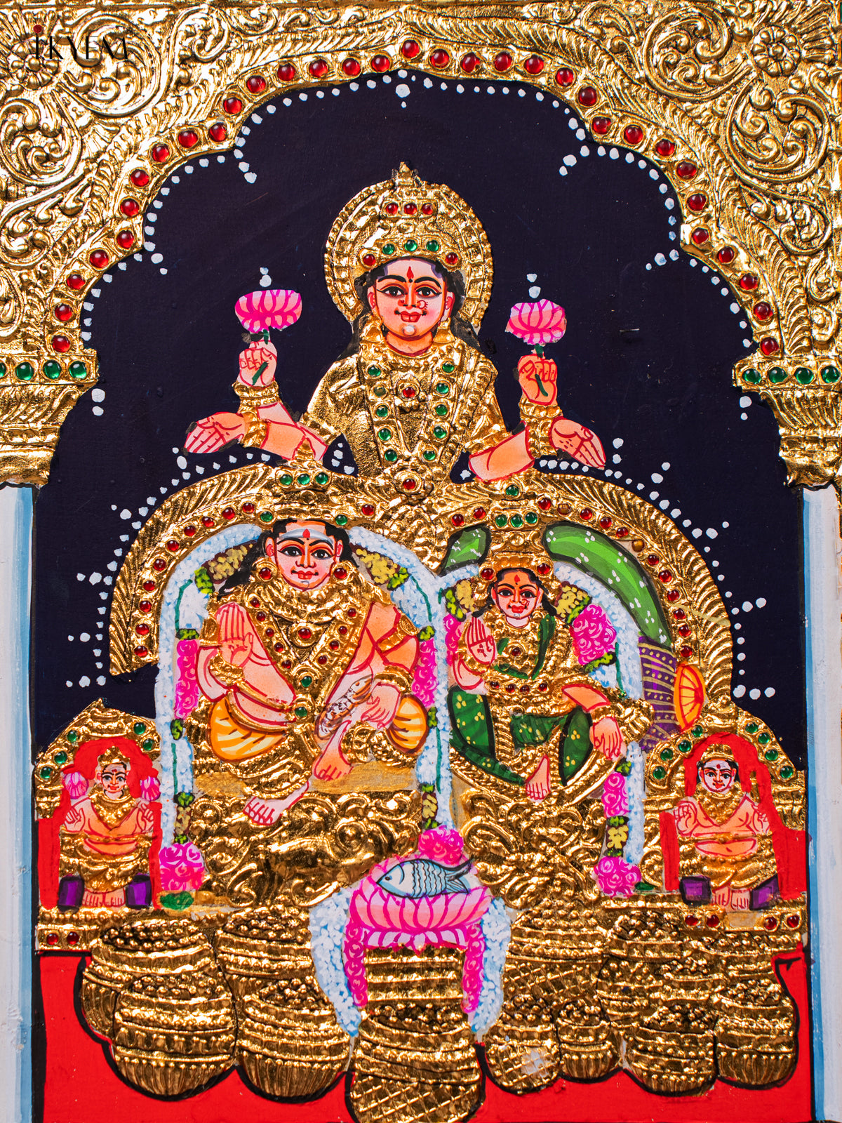 Radiant Goddess Lakshmi Kuber & Chitralekha Tanjore painting 3