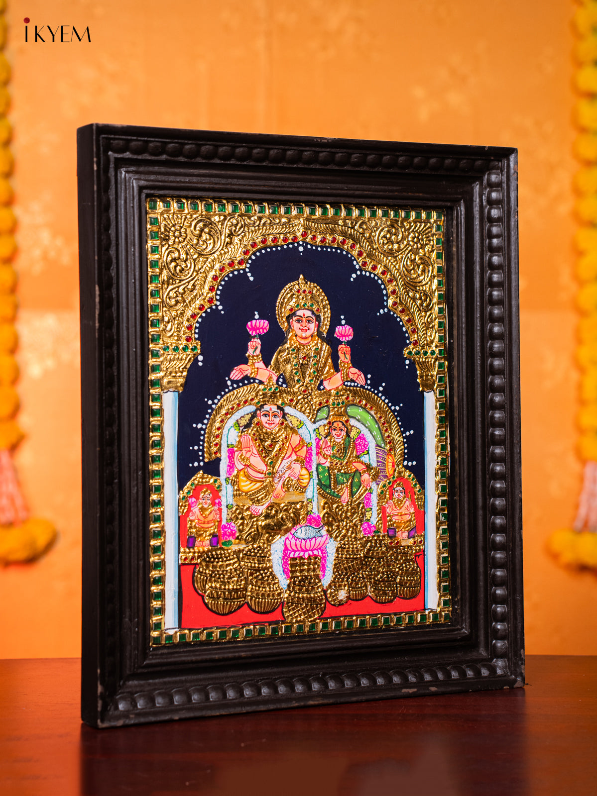Radiant Goddess Lakshmi Kuber & Chitralekha Tanjore painting 4