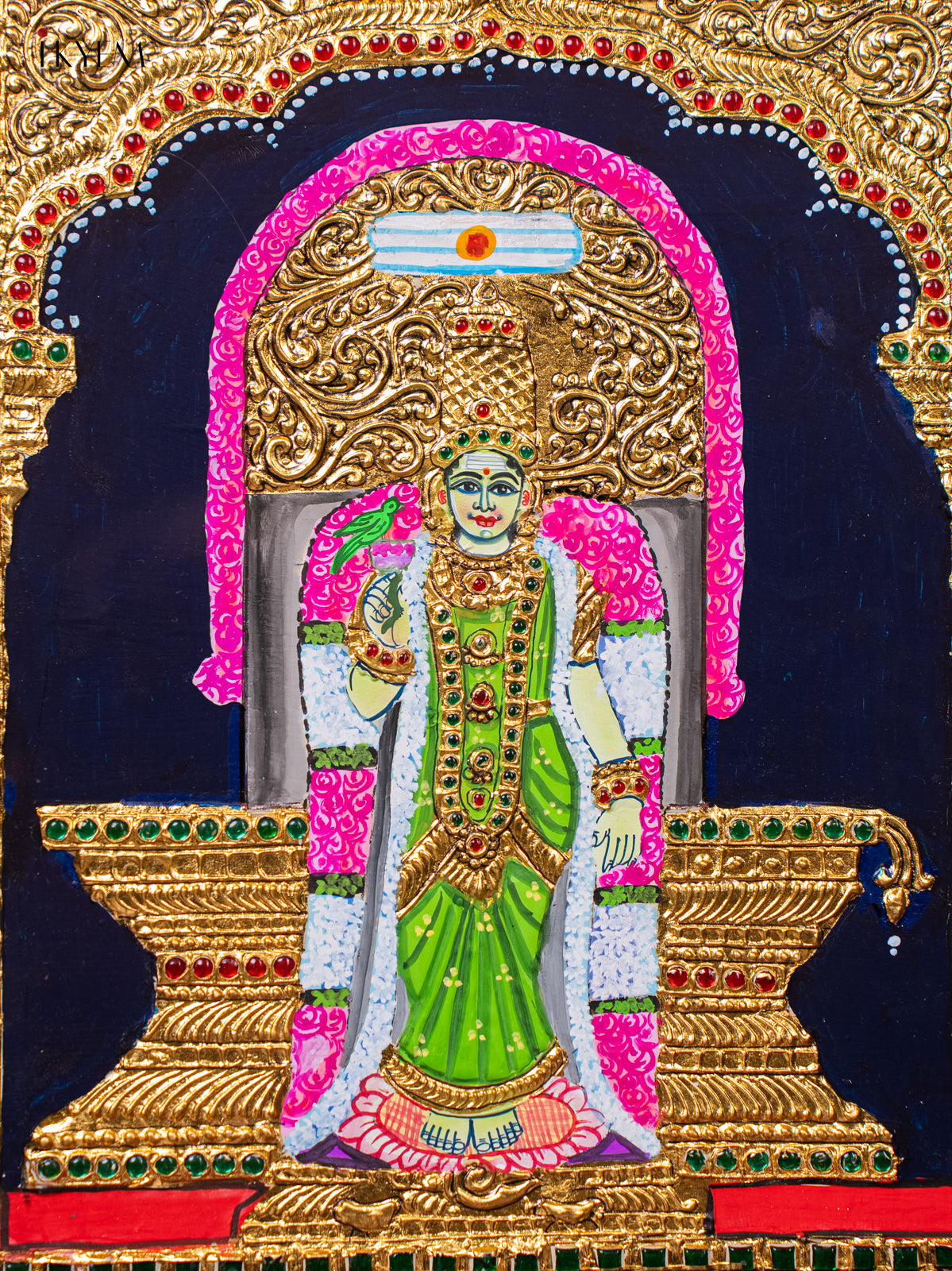Beautiful Goddess Madurai Meenakshi Tanjore painting 2