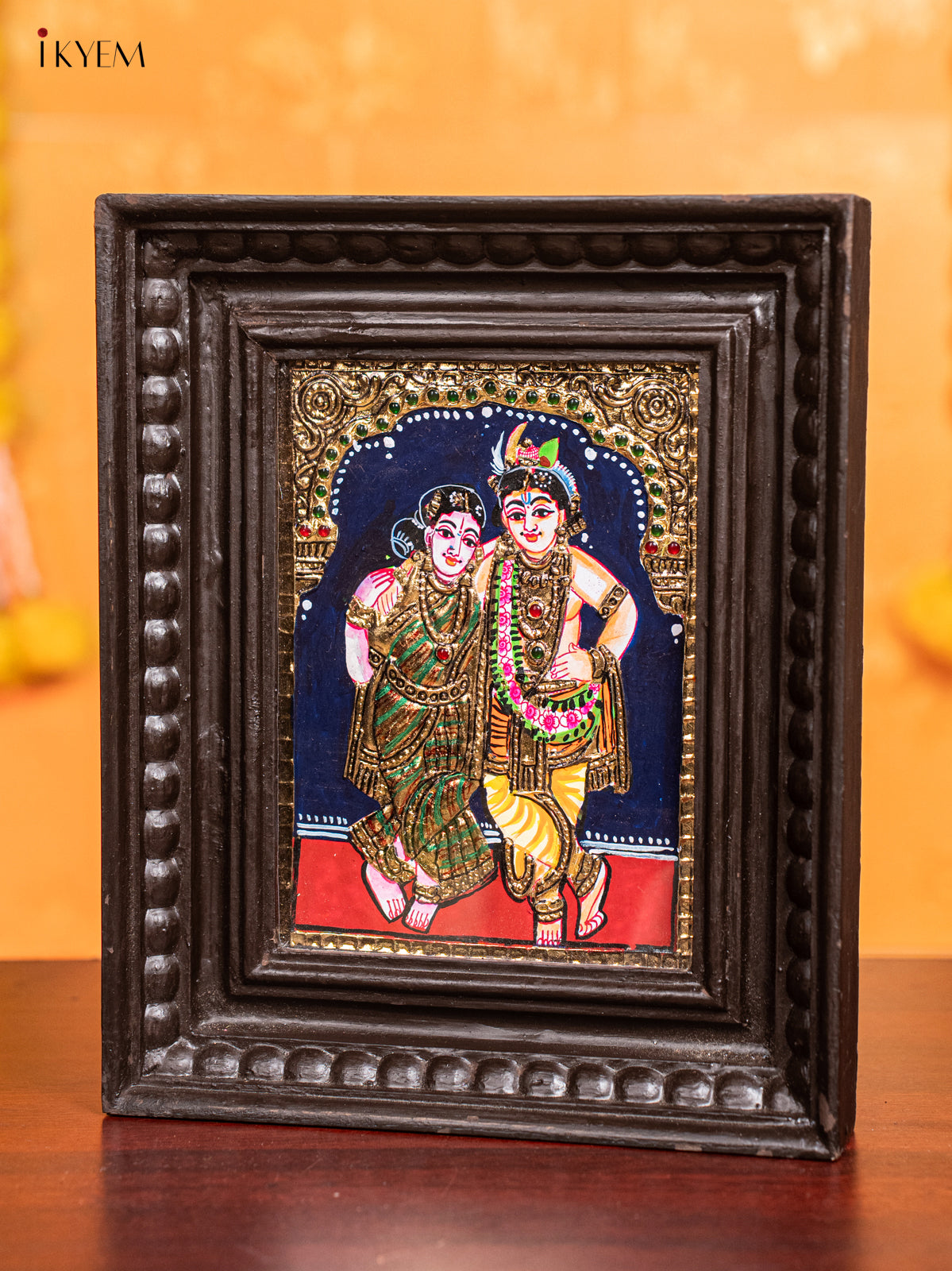 elegant Krishna Rukmani Tanjore Painting 4