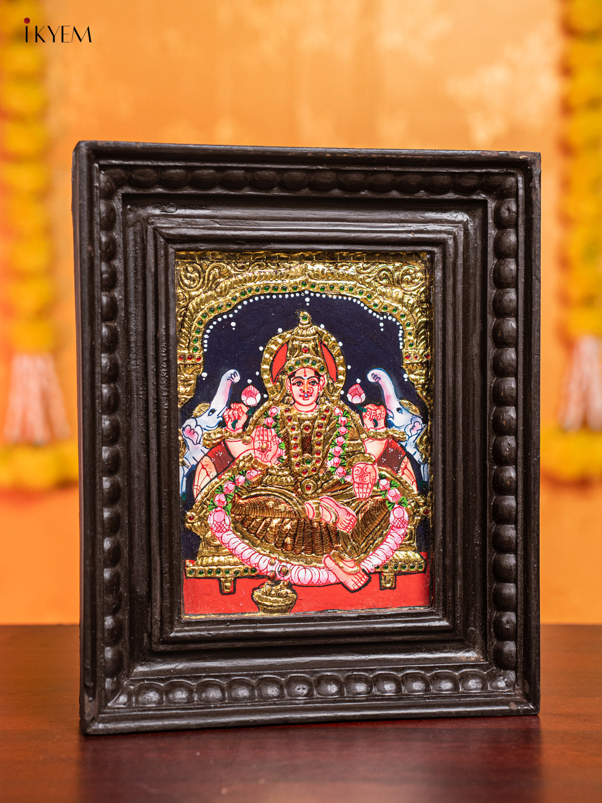 vibrant Gaja Lakshmi Tanjore Painting 1