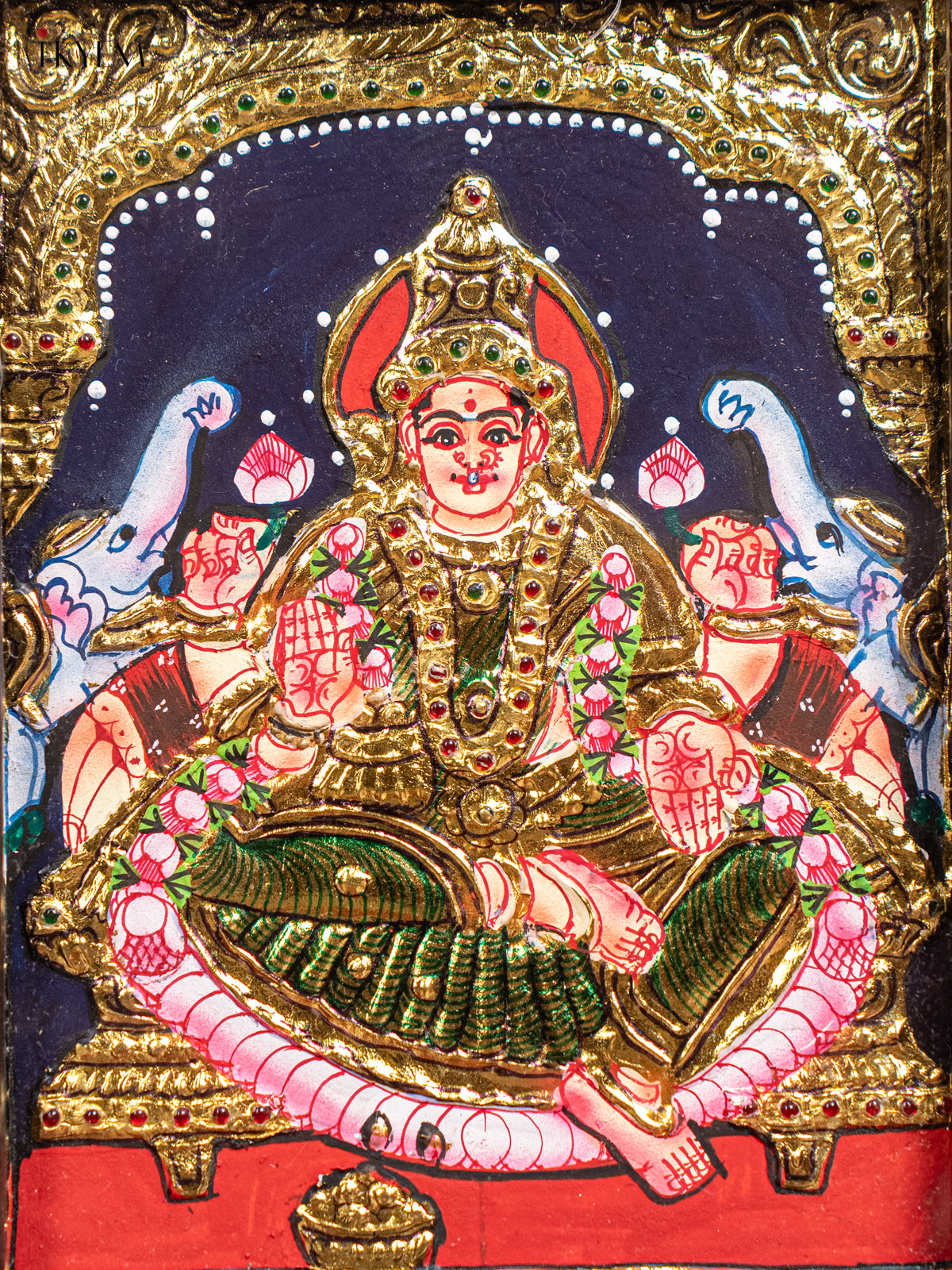 Shiny Gaja Lakshmi Tanjore Painting 2