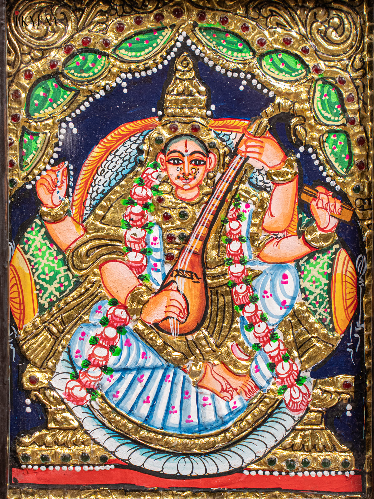 Elegant Saraswathi Tanjore Painting 2
